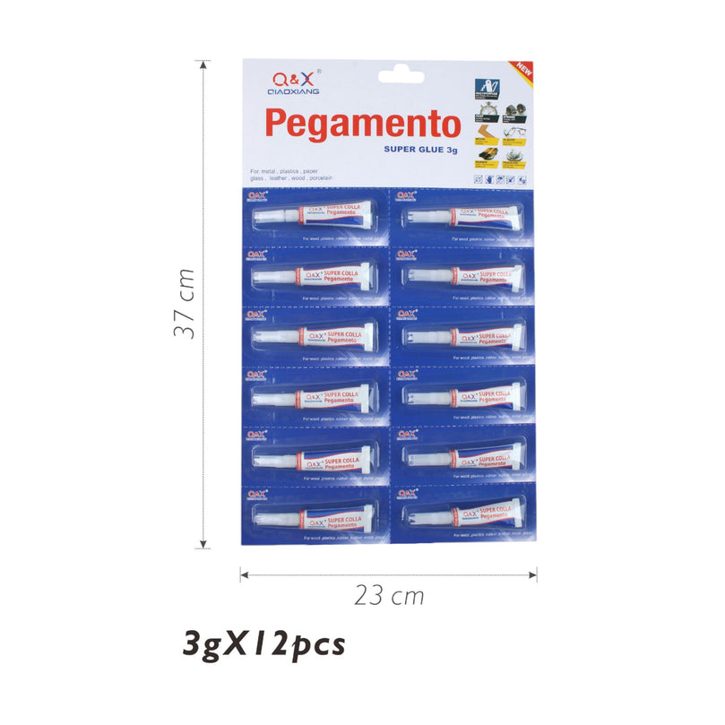 Pegamento 502 en tubo de aluminio 3g (12 piezas) - Q&X
