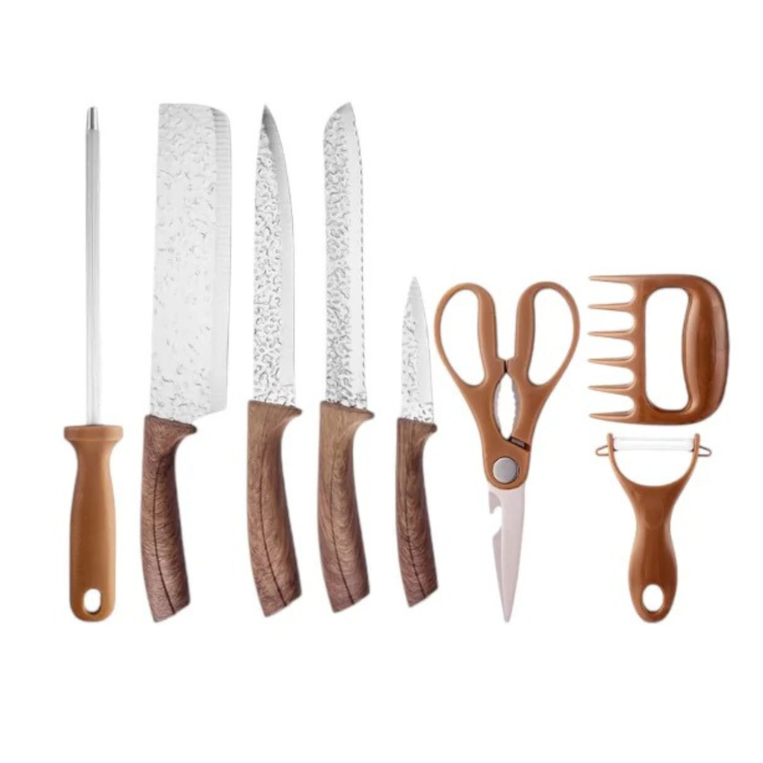 Juego 8 Piezas Elegante (Cuchillos, Afilador, Tijeras y otros)