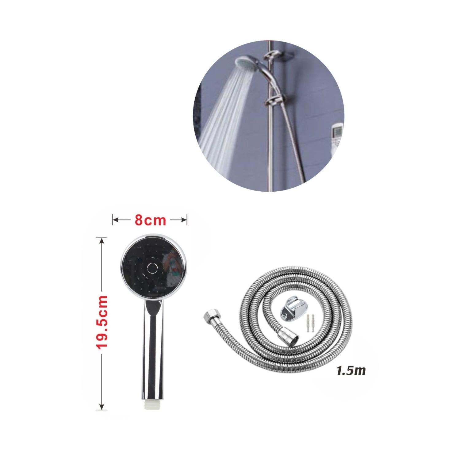 Juego de rociador de ducha con tubería de agua de 1,5 m