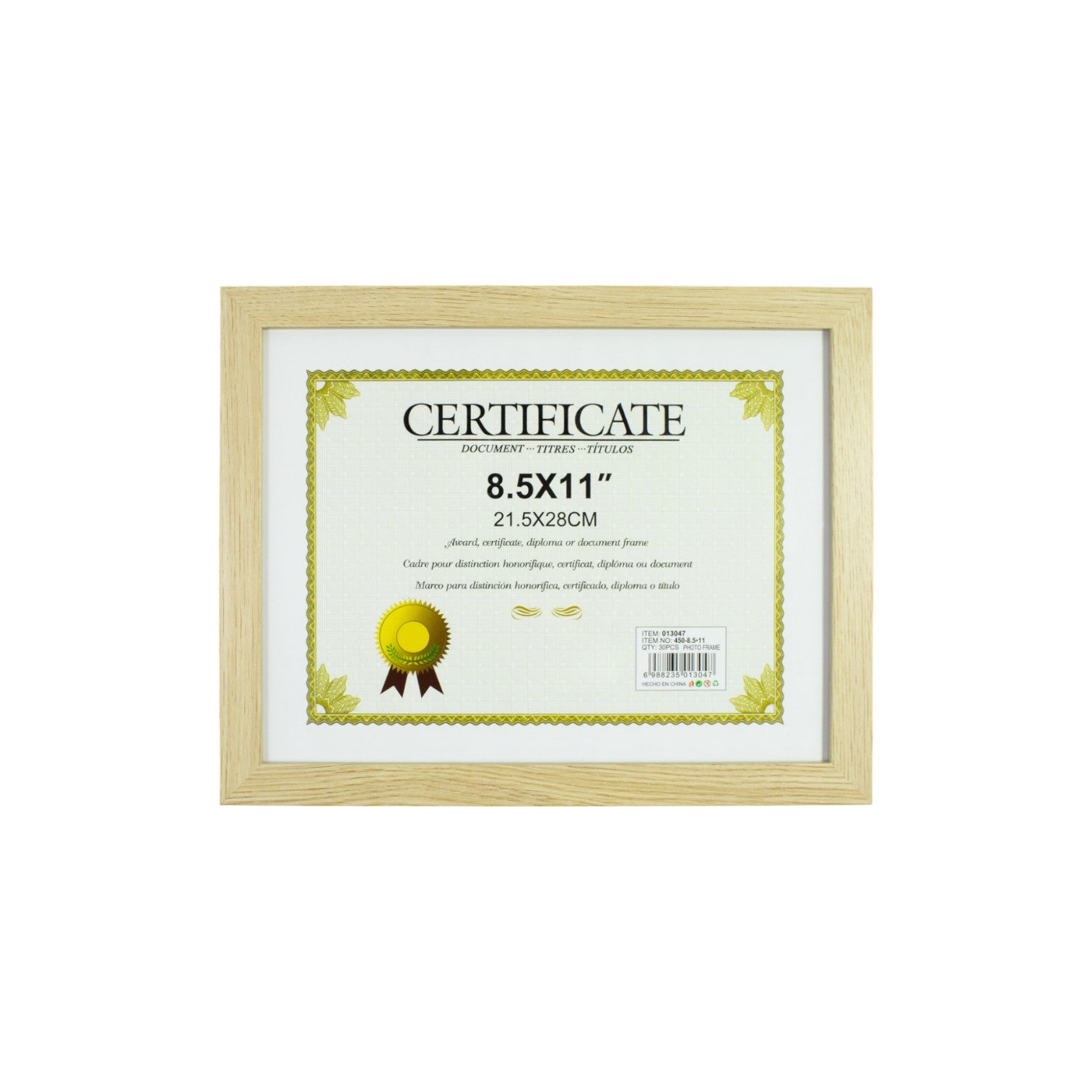 Marco de Foto Diplomas y Certificado Modelo 450 CARTA(8,5x11 cm)