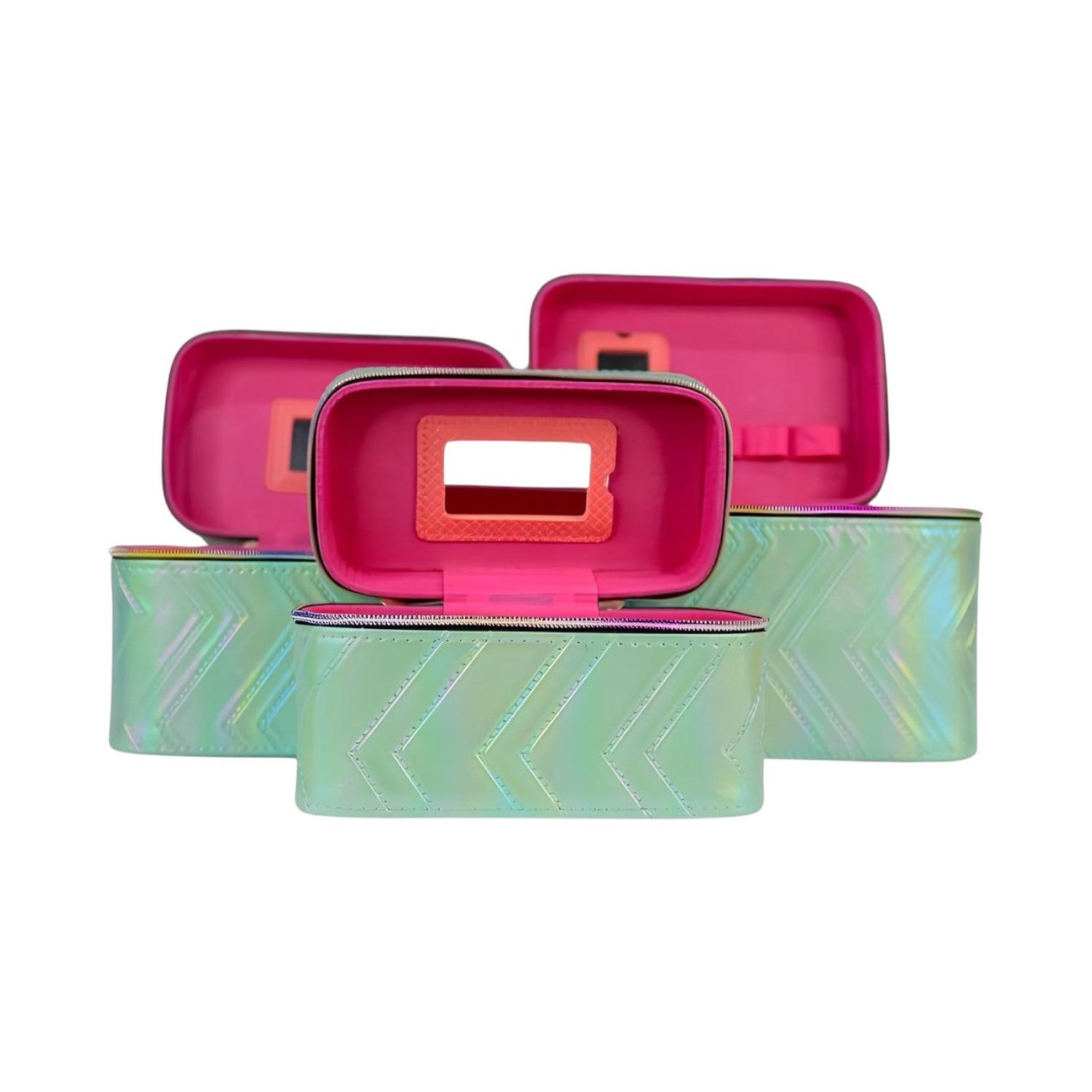 Estuches para artículos de maquillaje zigzag efecto tornasol