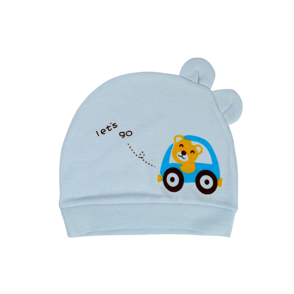 Gorro para Bebe Algodón diseño osito  (1-3 meses)