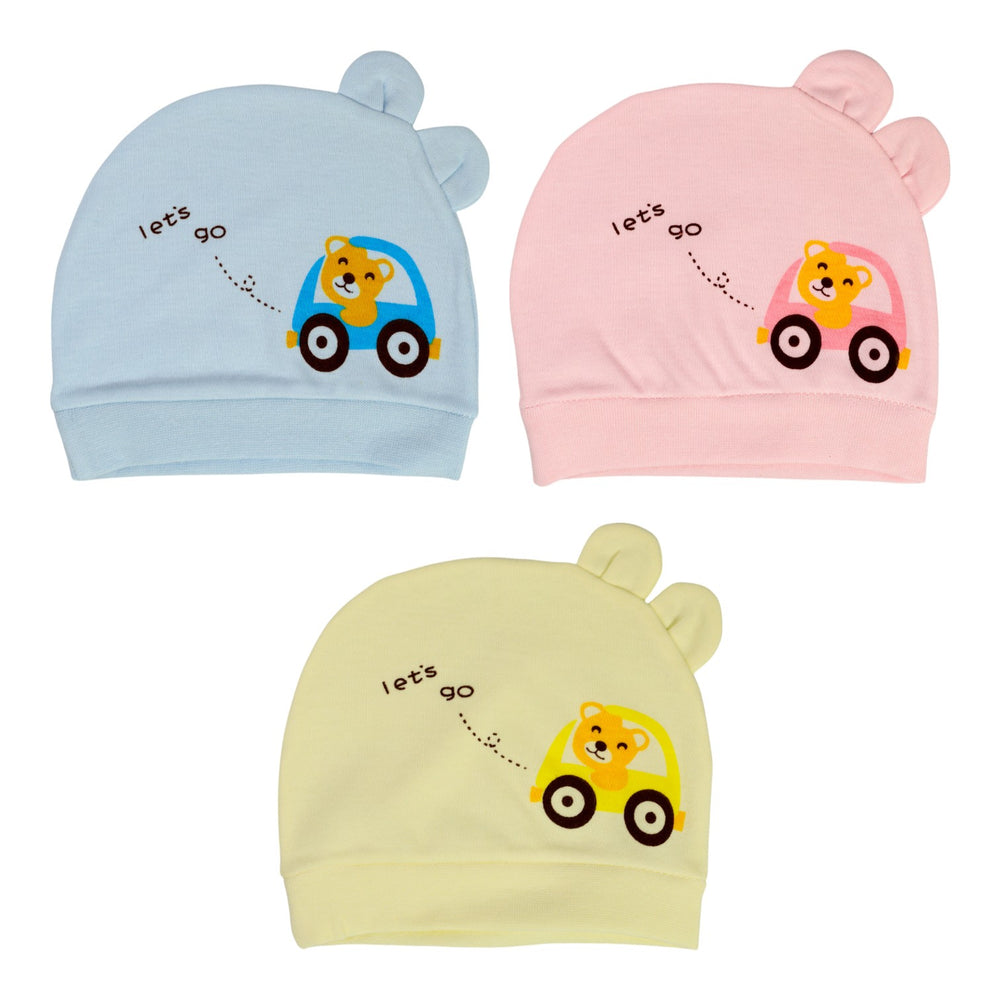 Gorro para Bebe Algodón diseño osito  (1-3 meses)
