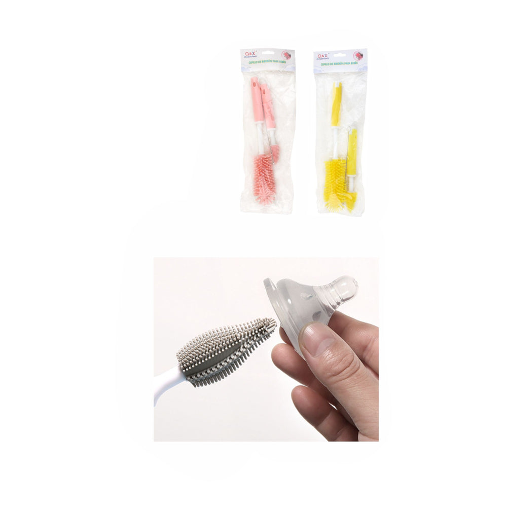 Cepillo para biberones de silicona con mango recto 3 piezas