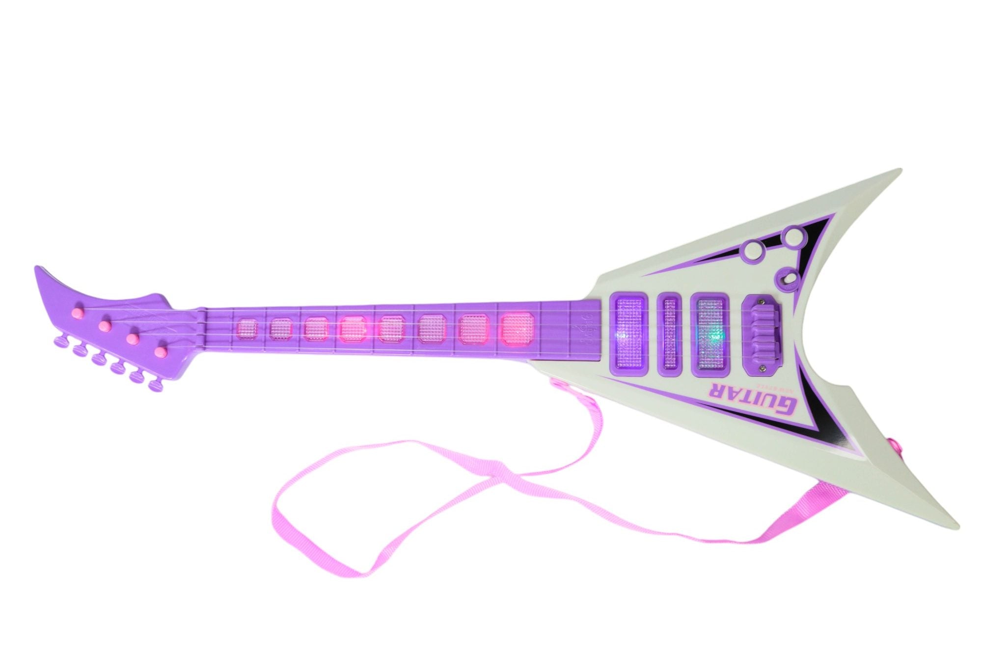 Guitarra en V de juguete morada o rosada