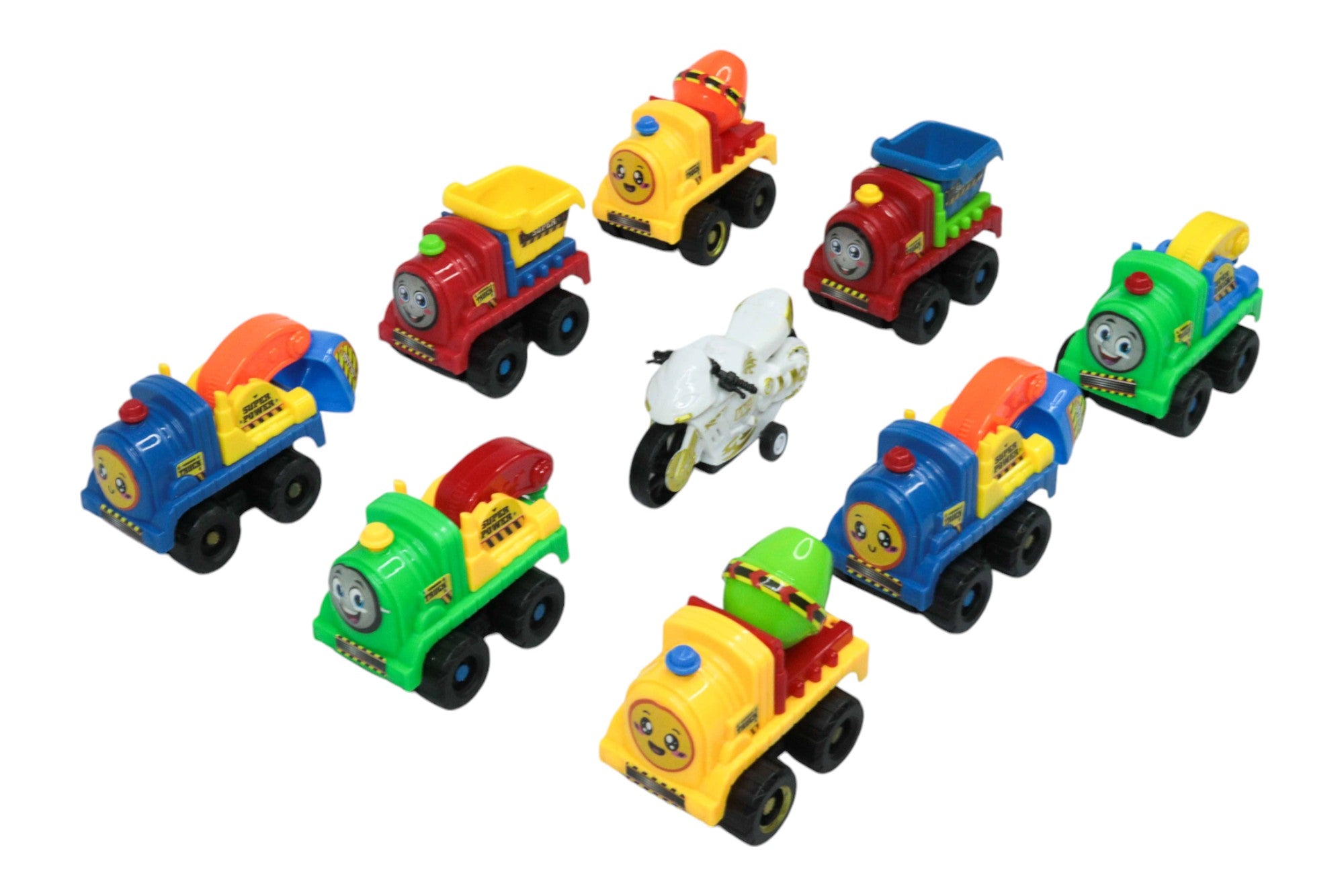 Set de Trenes y Motos de Juguete con Retroceso