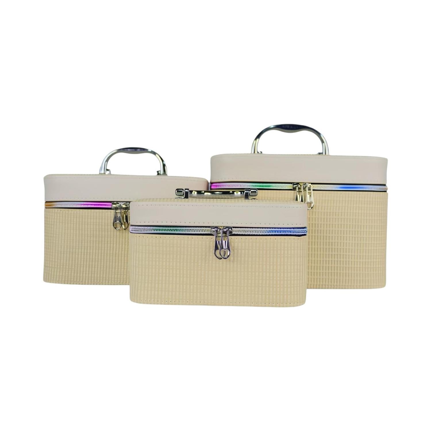 Estuches para artículos de maquillaje textura mimbre