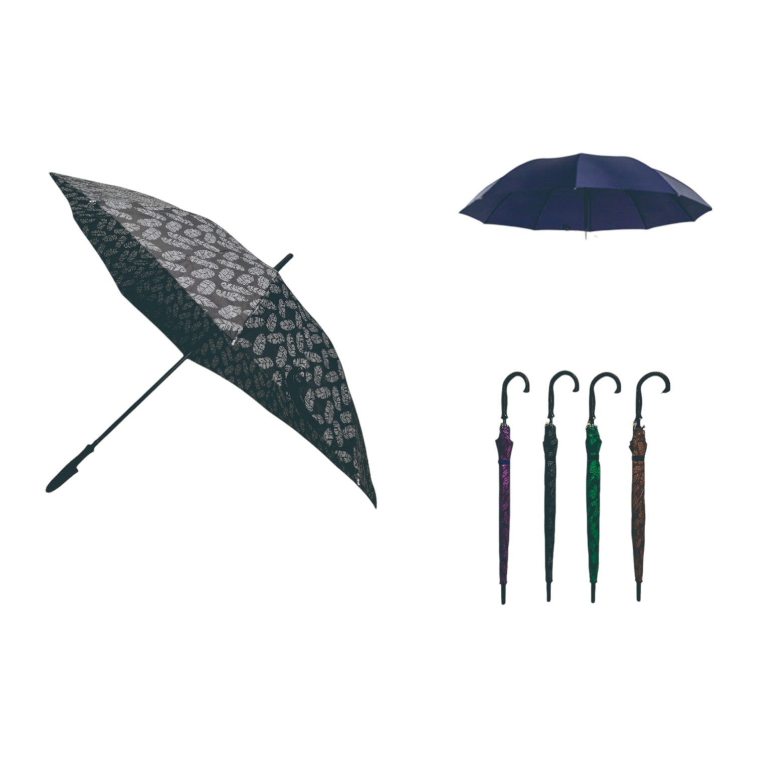 Paraguas Largo Estampado con Mango Curvo - 56CM