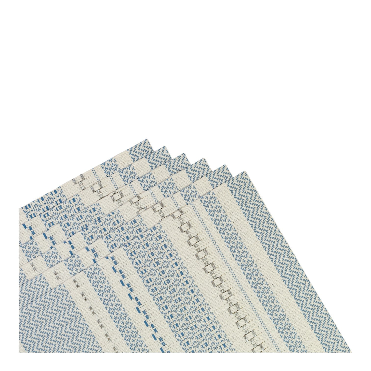Manteles Individuales Rectangulares Zigzag con Acabado en Hilo Plateado - Juego de 6 (30x45 cm)