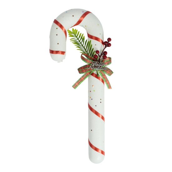 bastón navideño con frutos rojos y cinta - Q&X