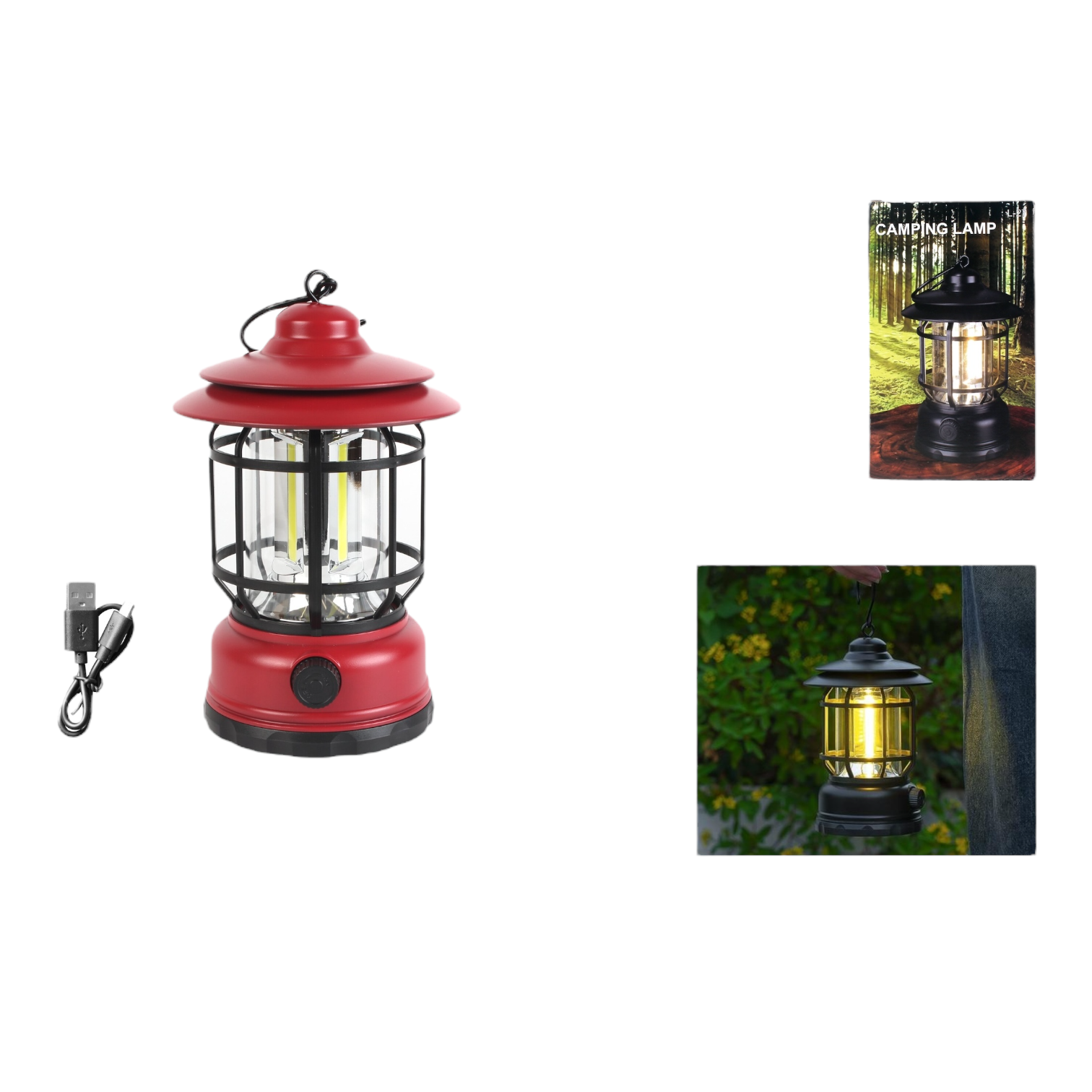 Lámpara de Camping Recargable Retro USB Tipo-C
