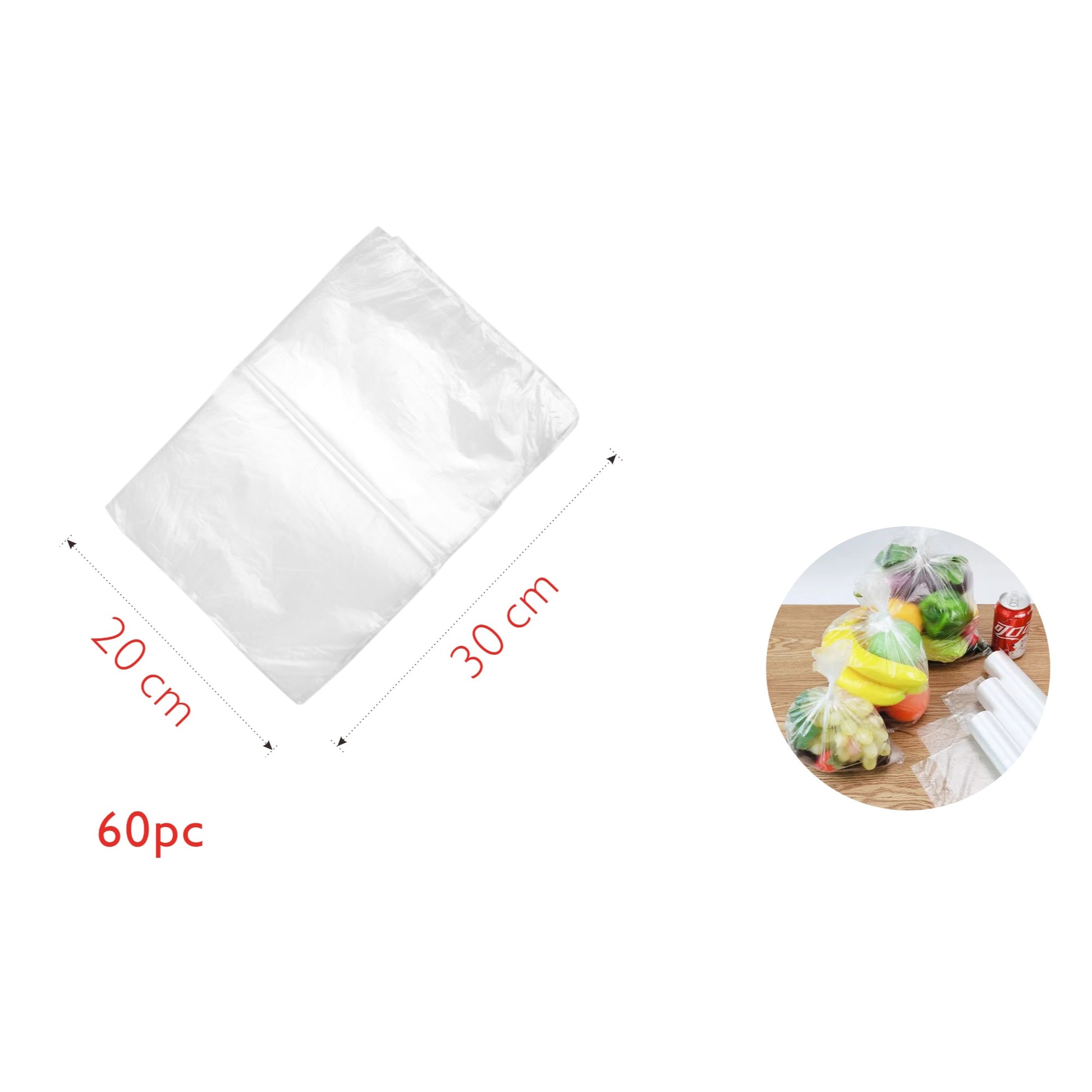 Bolsas de conservación de alimentos HK322 60 uds 30x20 cm