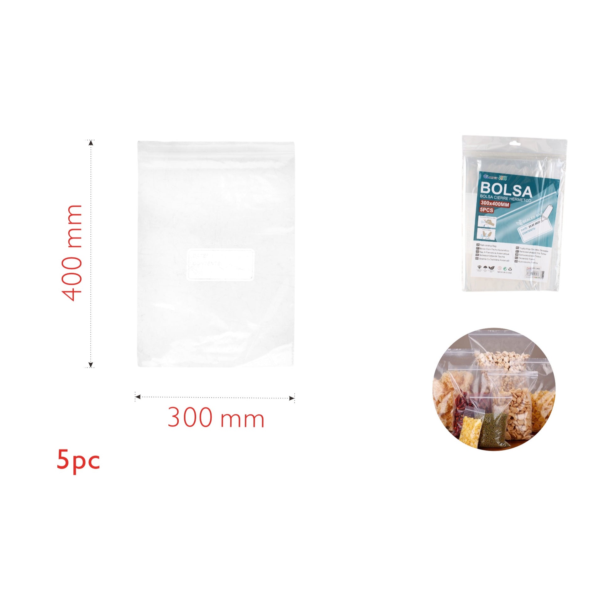 Bolsas herméticas HK207A 5 uds 300x400 mm