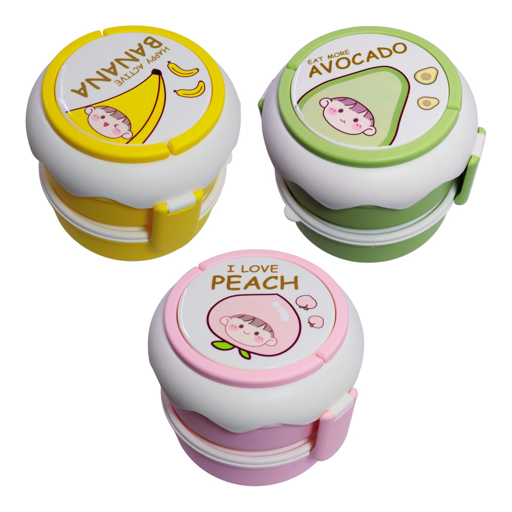 Lonchera Redonda de Frutas Coloridas - 16.6×15.6×14.4 cm (1600 ml)
