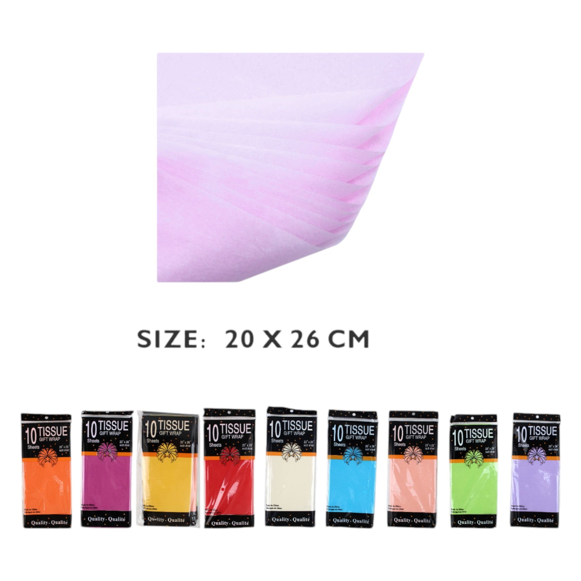 Papel de Seda de Colores 20x26 cm – Paquete de 10 Hojas