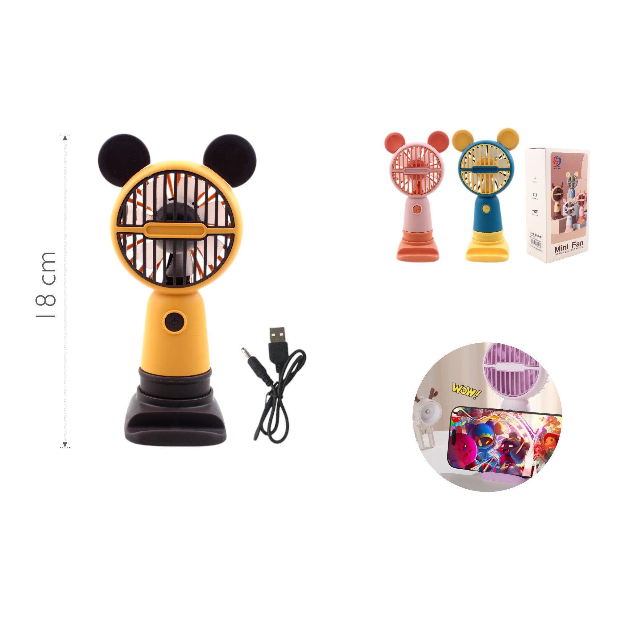 Mini Ventilador Recargable con Orejas de Ratón