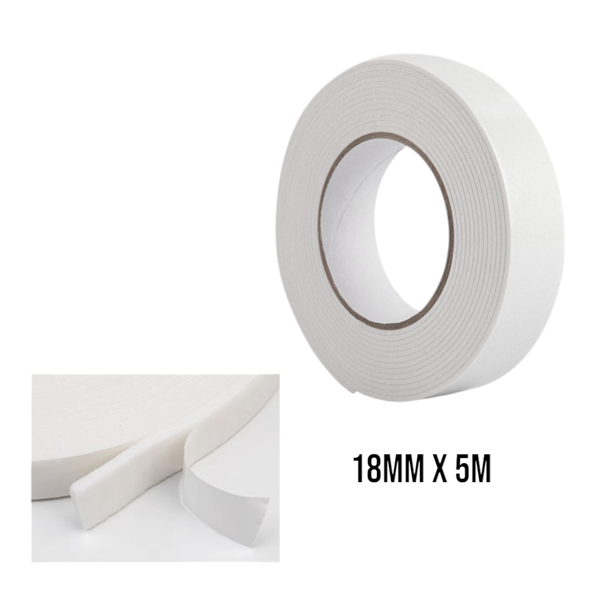 Cinta Adhesiva de Doble Contacto Blanca (18mm x 5m)