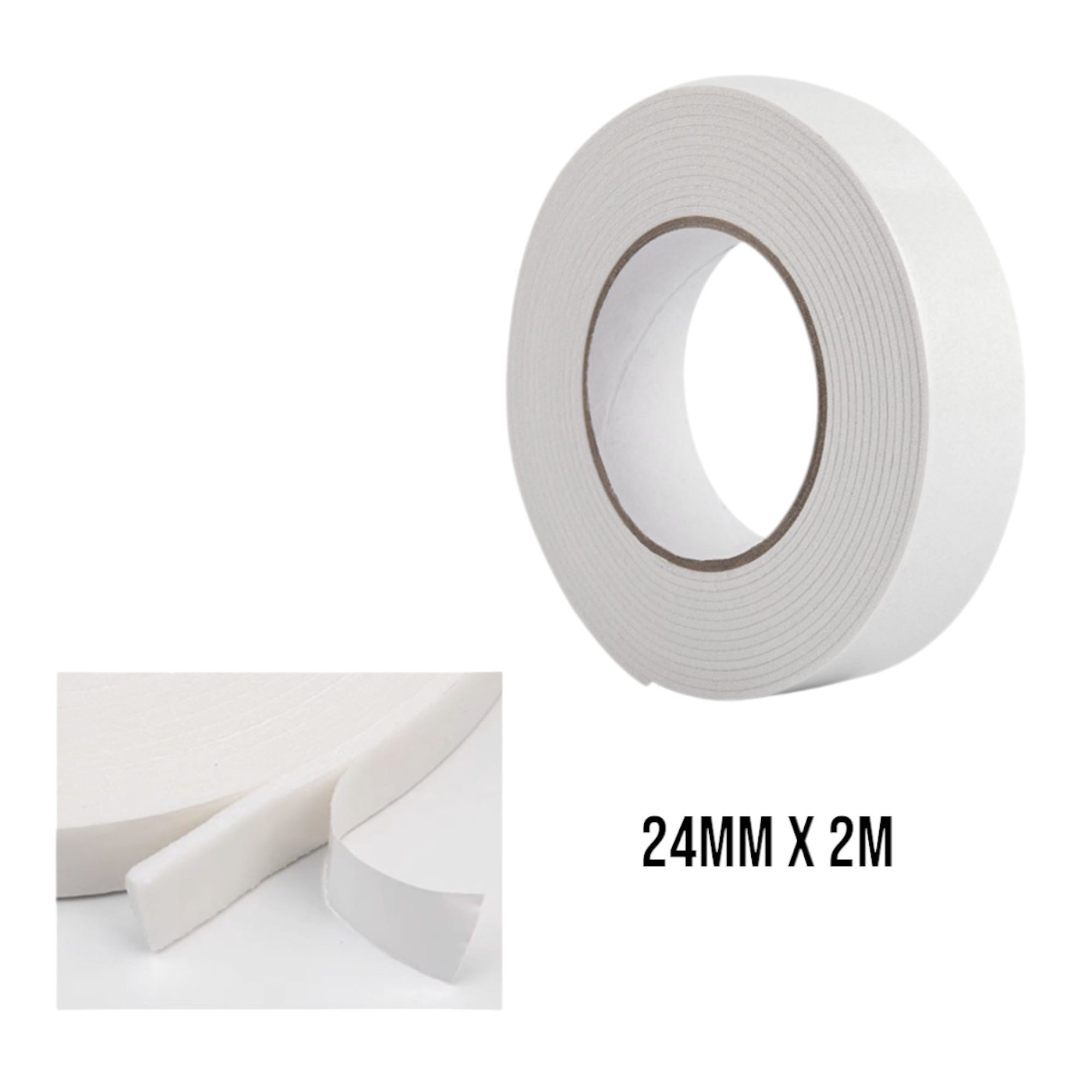 Cinta Adhesiva de Doble Contacto Blanca Q&X (24mm x 2m)