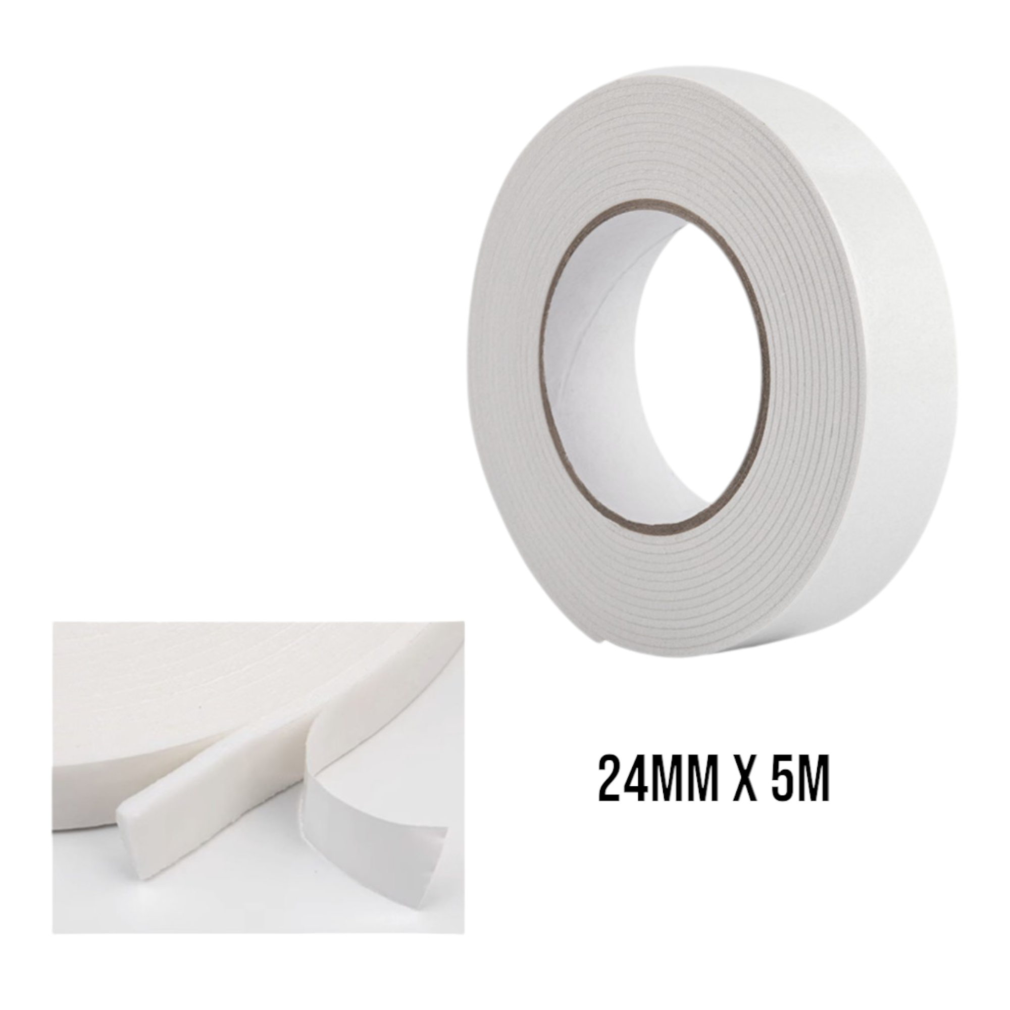 Cinta Adhesiva de Doble Contacto Blanca Q&X (24mm x 5m)