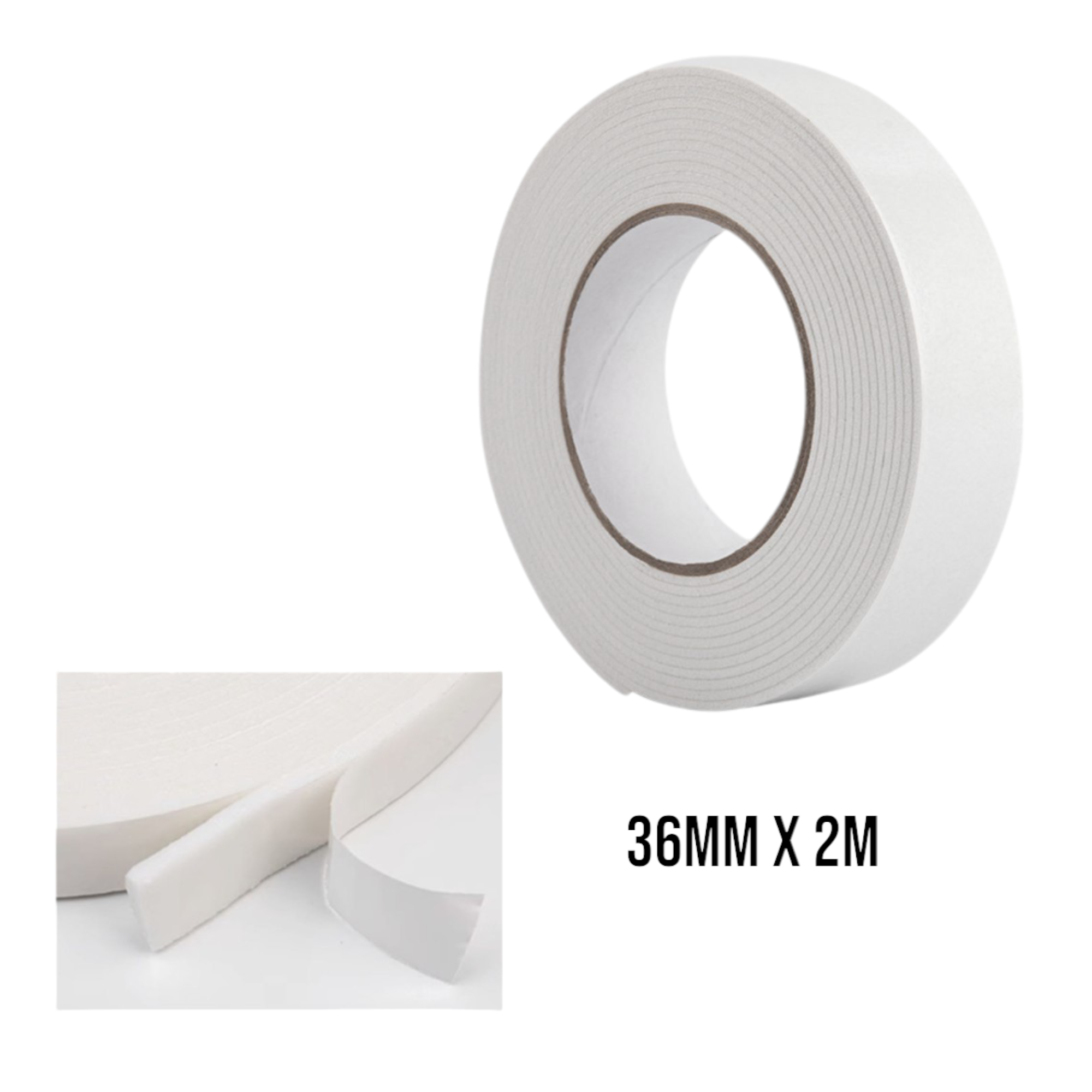 Cinta Adhesiva de Doble Contacto Blanca Q&X (36mm x 2m)