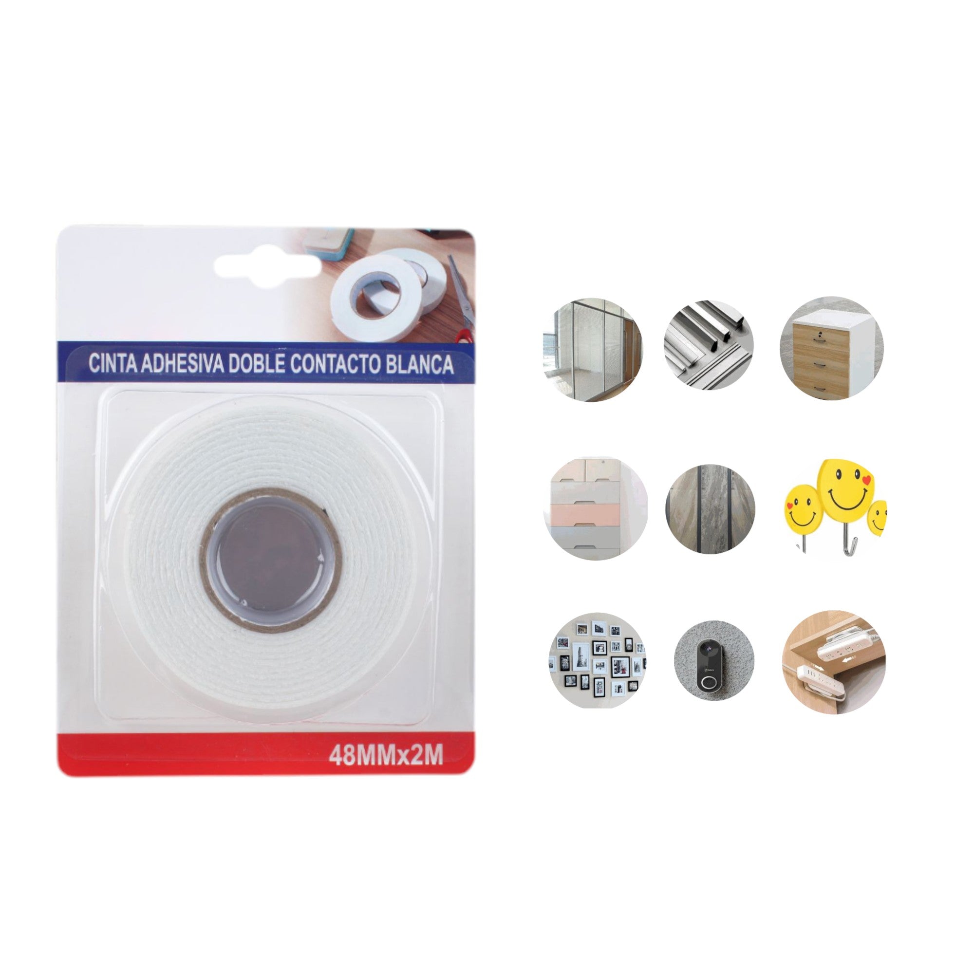 Cinta Doble Cara Espuma Blanca 48mm x 2m