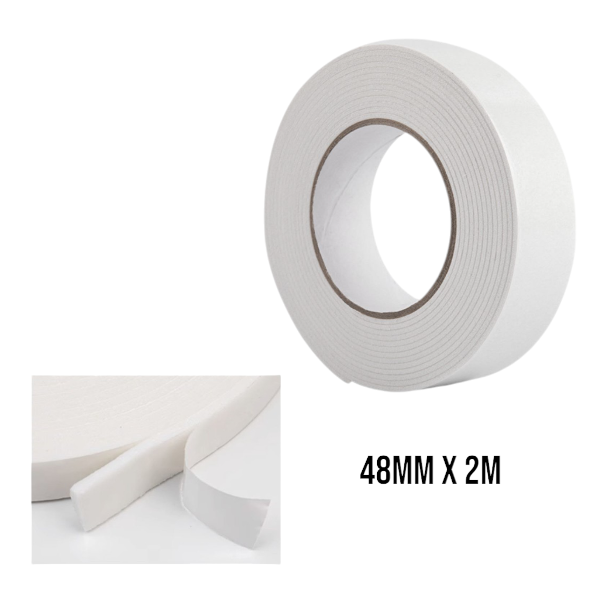 Cinta Doble Cara Espuma Blanca 48mm x 2m