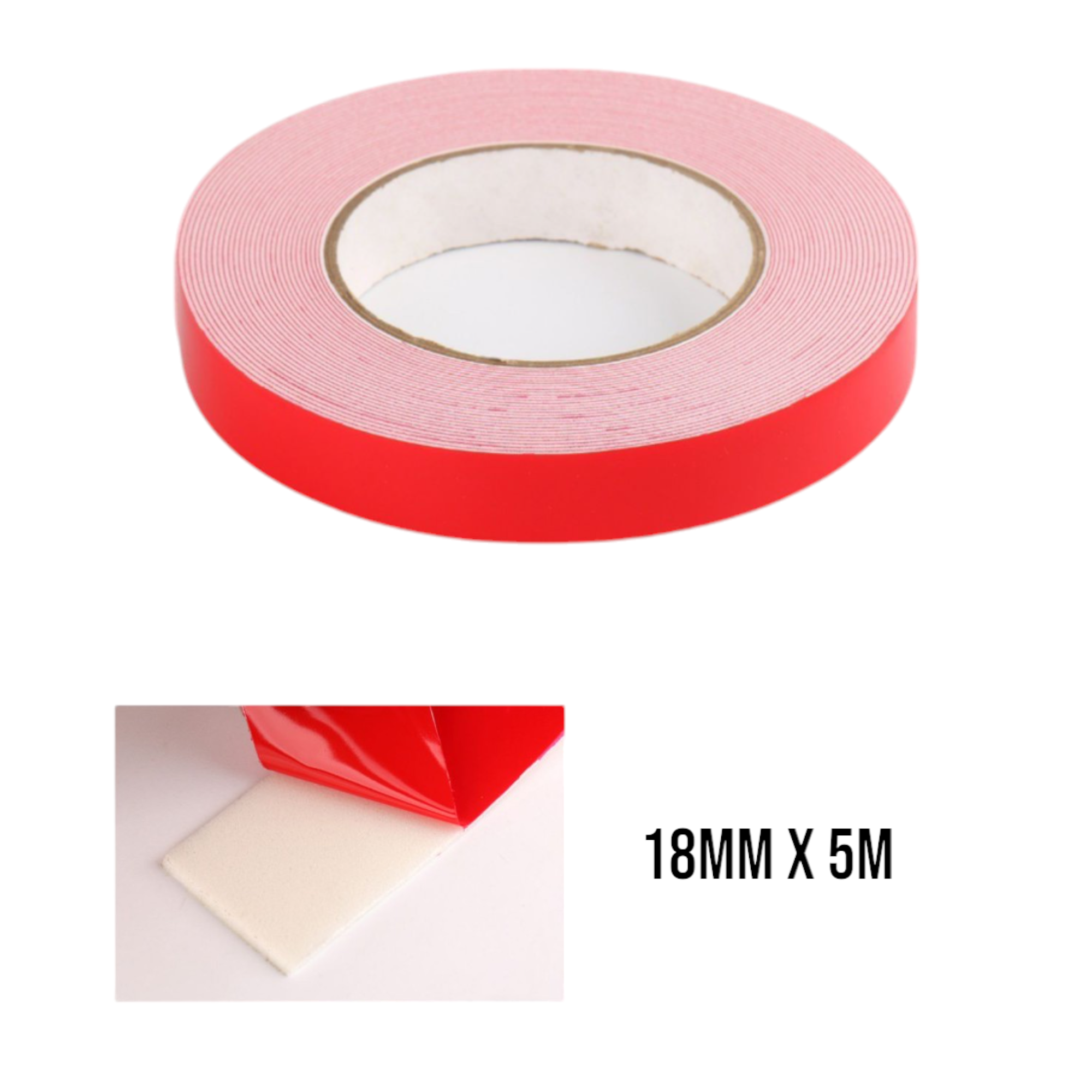 Cinta Doble Cara Espuma Roja 18mm x 5m