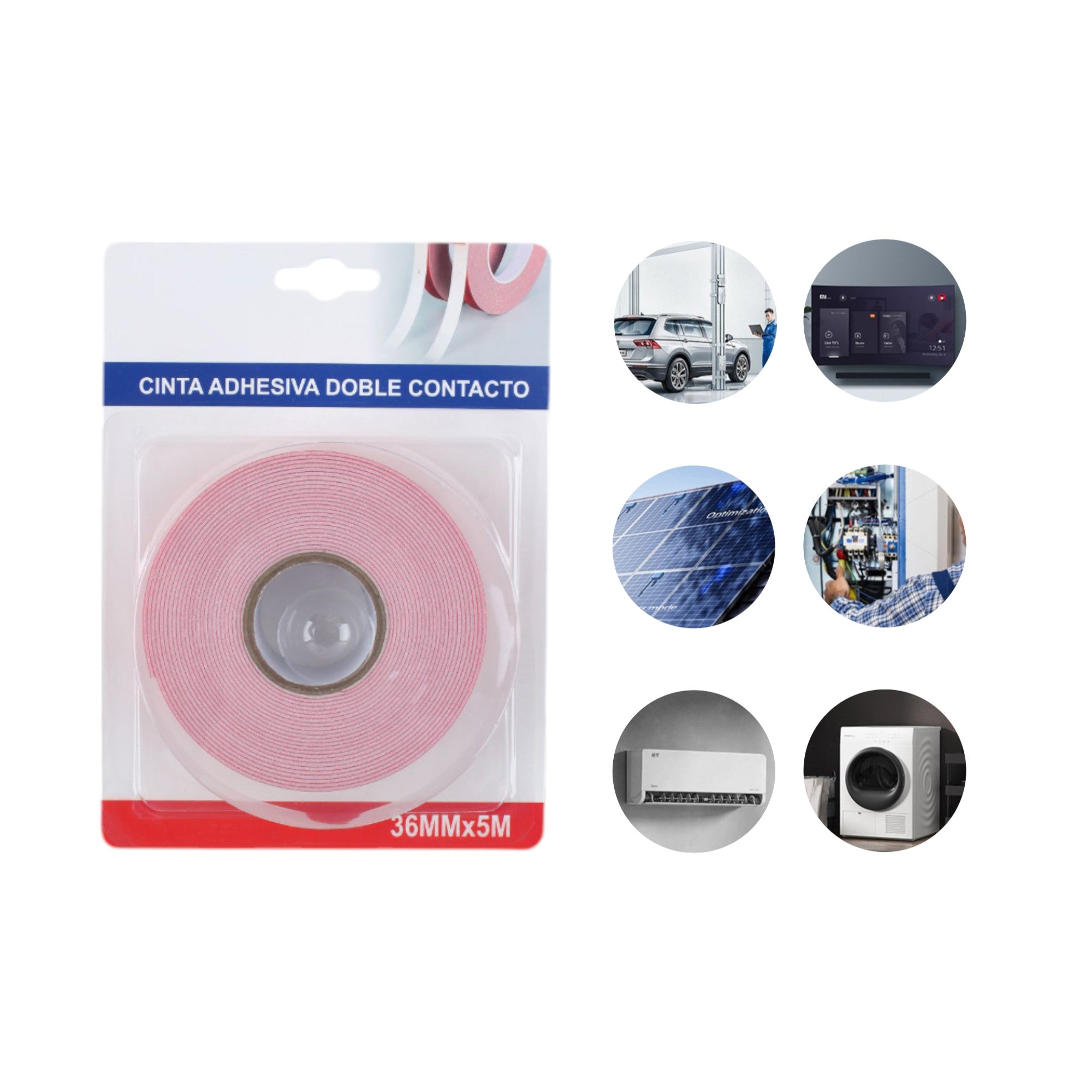 Cinta Doble Cara Espuma Roja 36mm x 5m