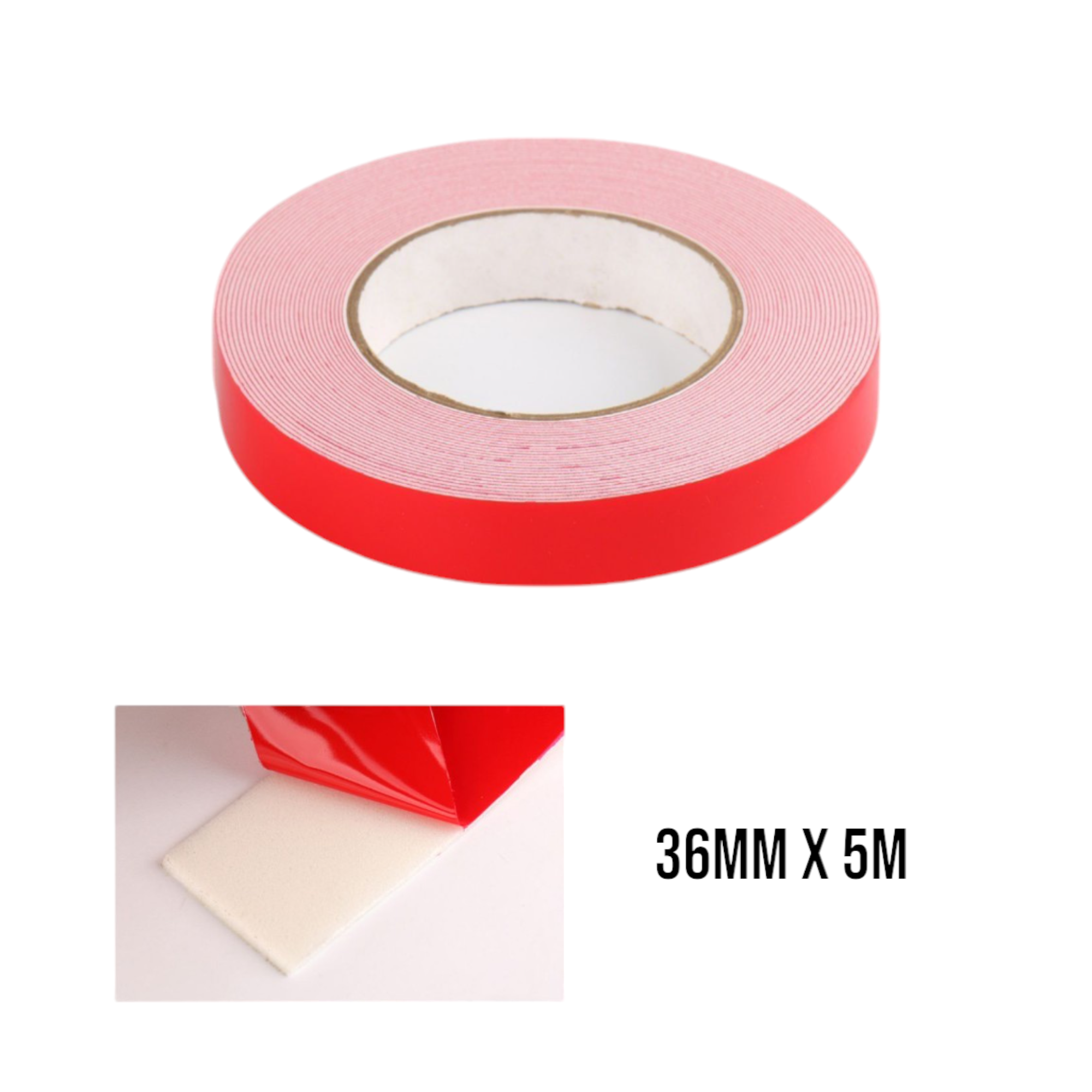 Cinta Doble Cara Espuma Roja 36mm x 5m