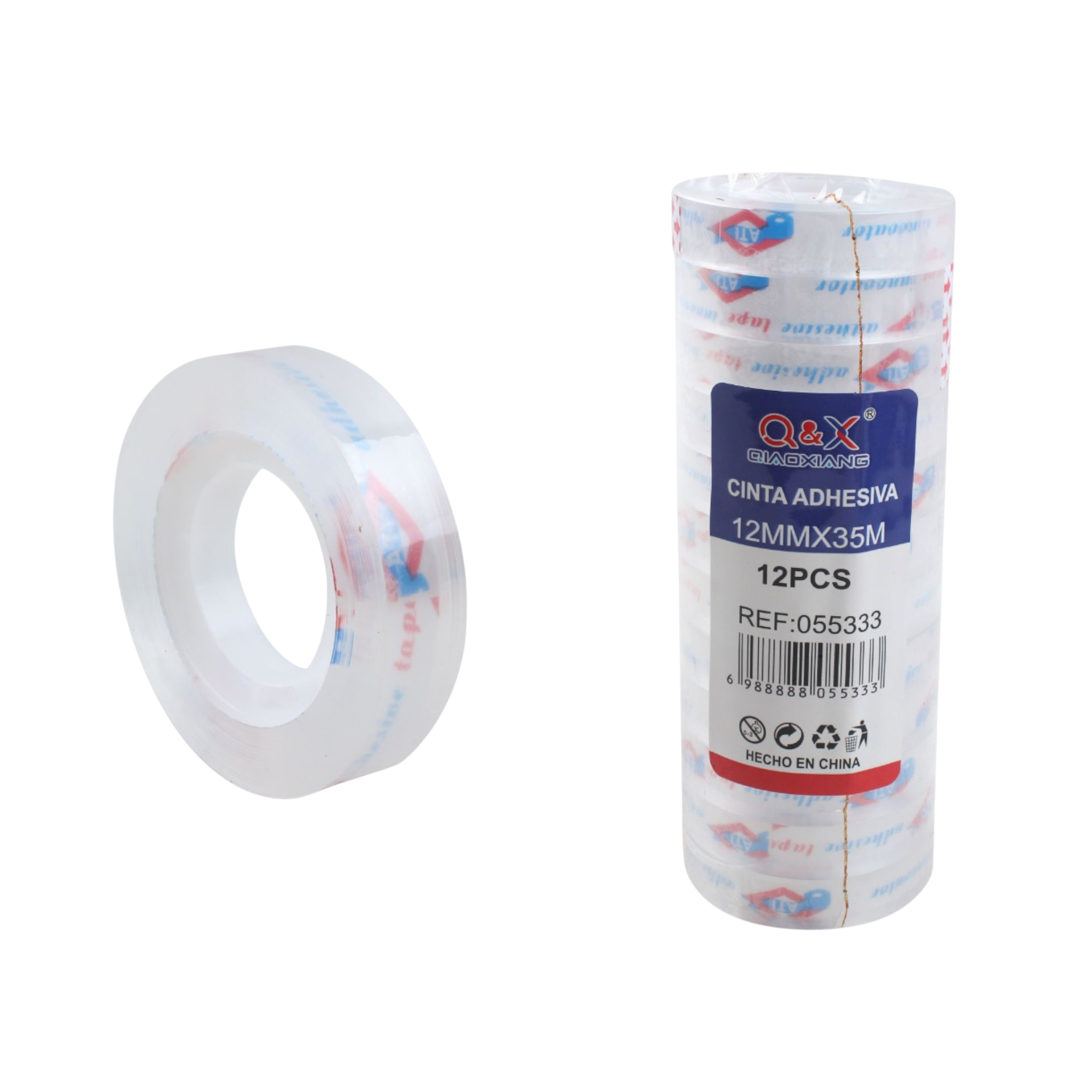 Cinta adhesiva transparente 1.2 × 35 yd (12 pzs/tubo)