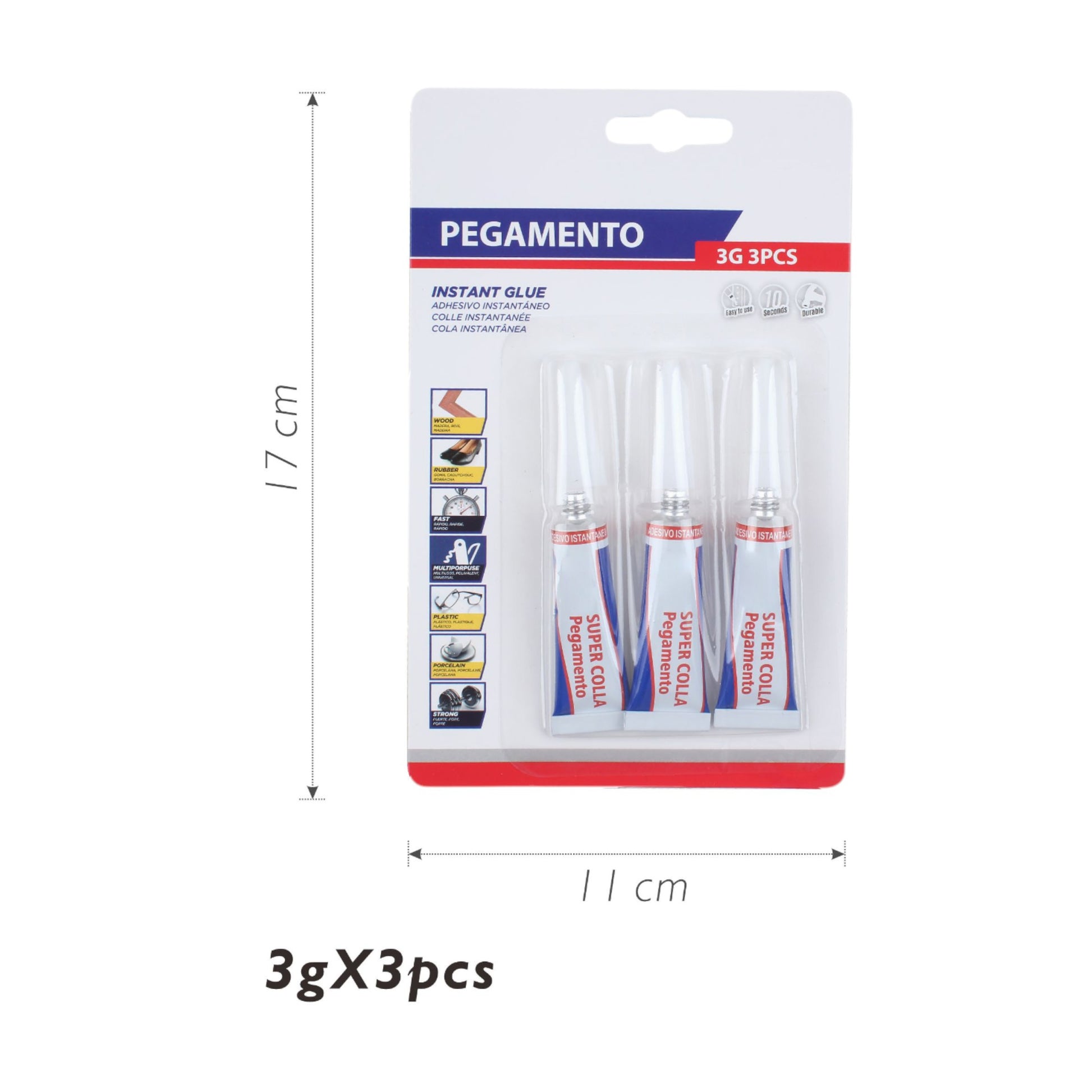 Pegamento 502 en tubo de aluminio 3g (3 piezas) - Q&X