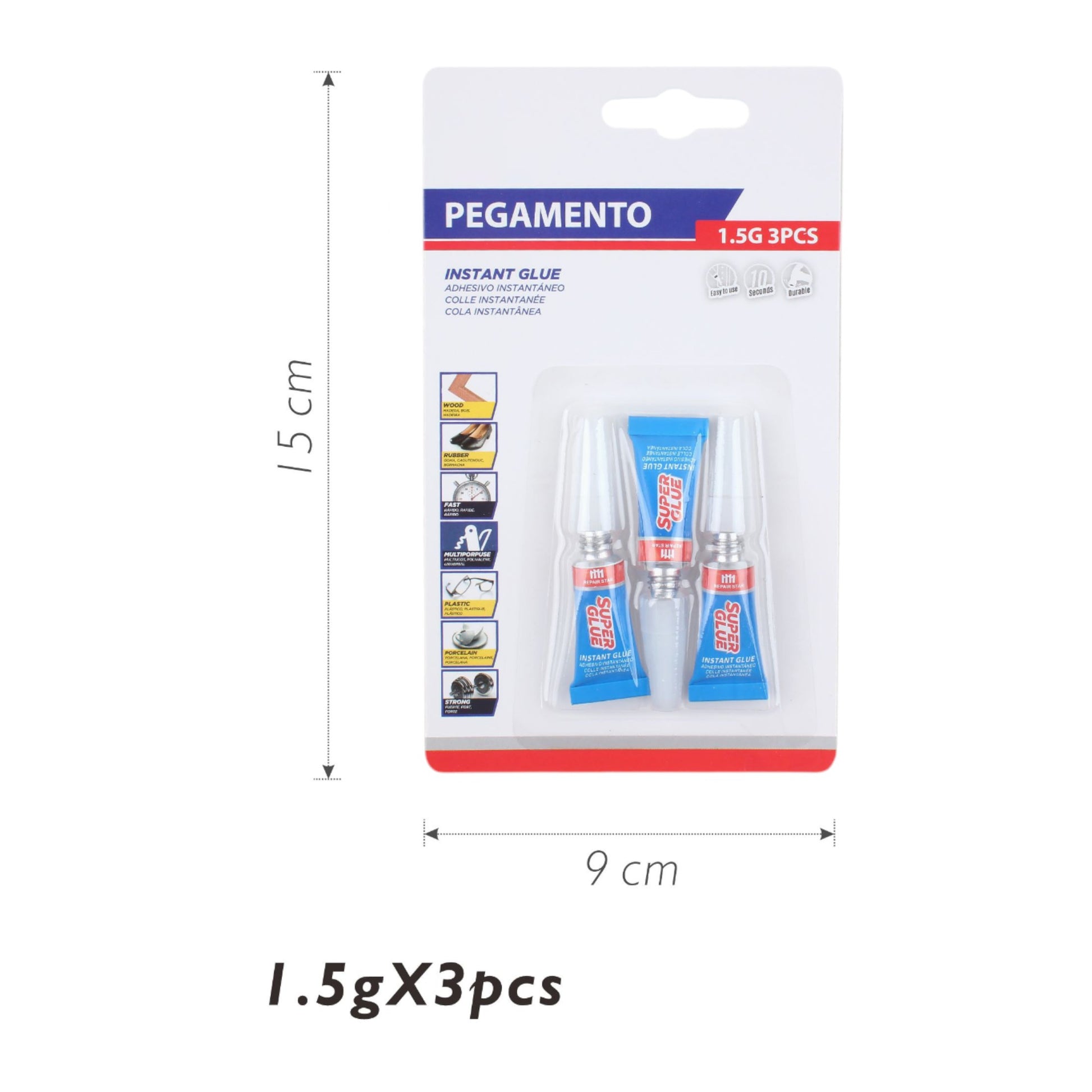 Pegamento 502 en tubo de aluminio 1.5g (3 piezas) - Q&X