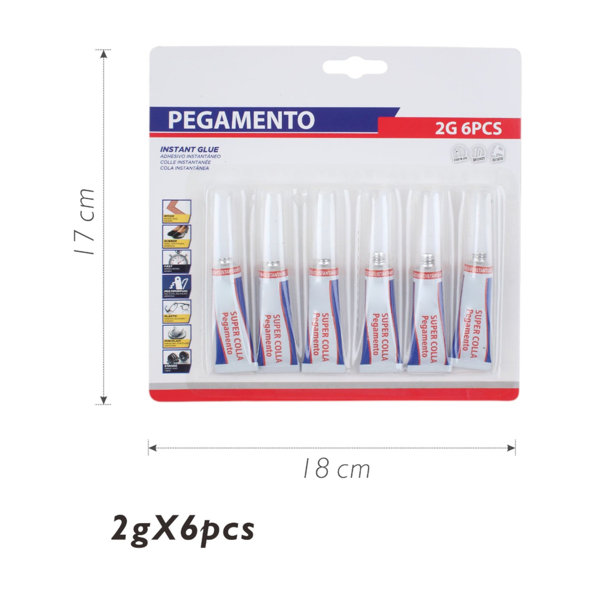 Pegamento 502 en tubo de aluminio 2g (6 piezas) - Q&X