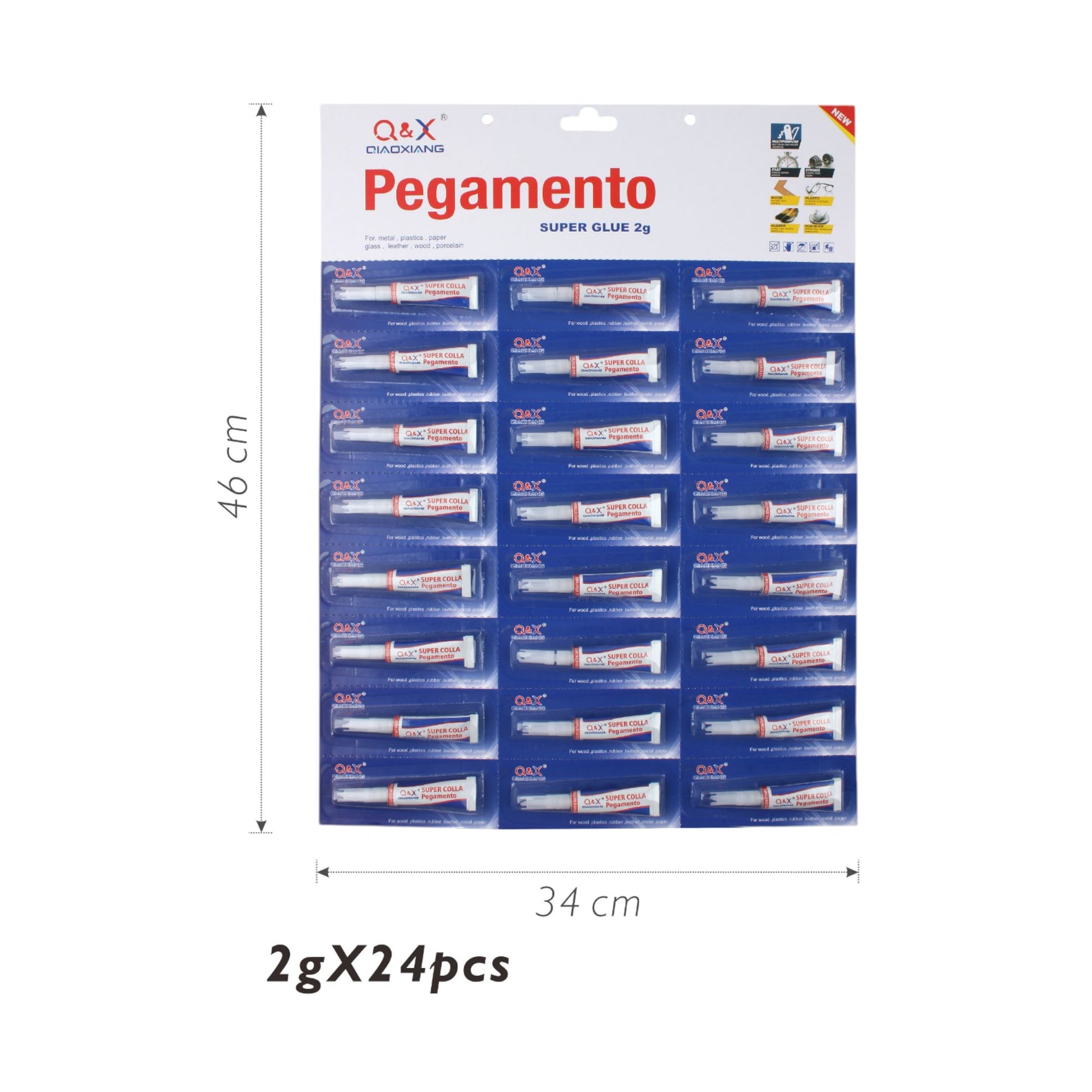 Pegamento 502 en tubo de aluminio 2g con tapa de cinco puntas blanca (24 piezas) - Q&X