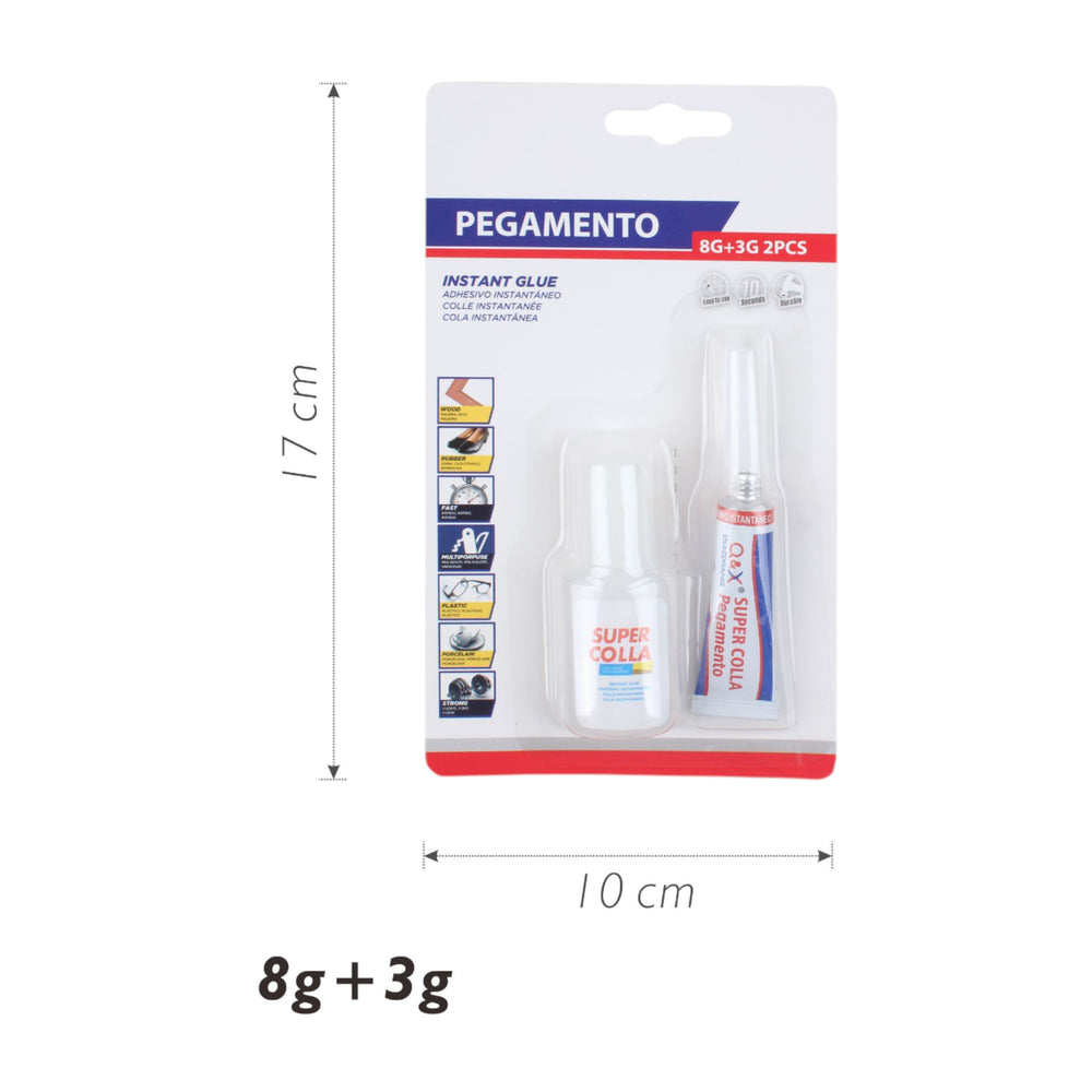 Pegamento con brocha 8g + pegamento 3g (2 piezas) - Q&X