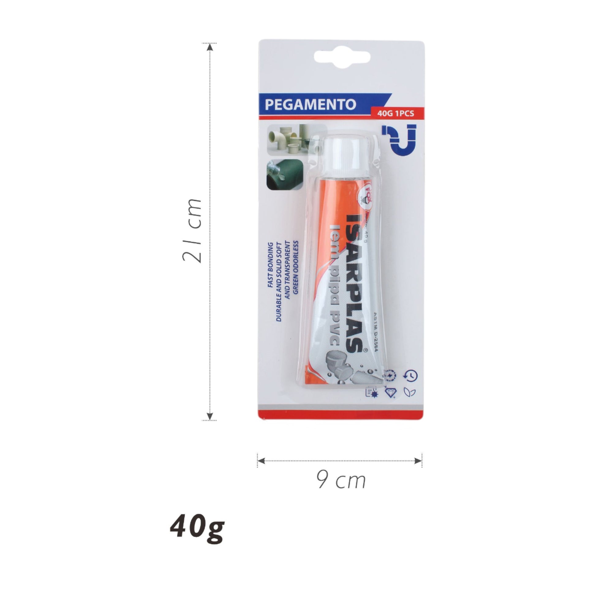 Pegamento para tubos PVC 40g (1 pieza) - Q&X