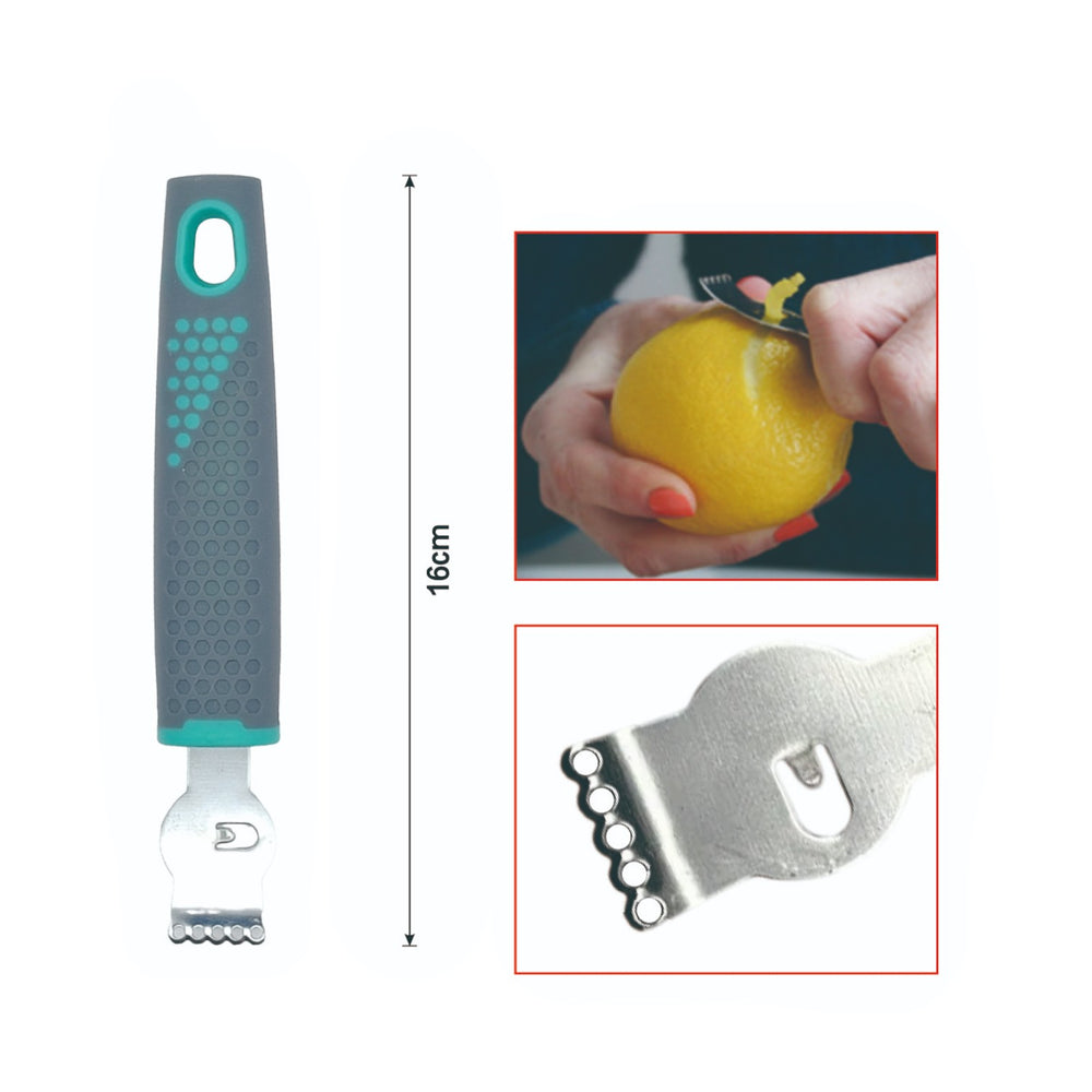 Rallador de limón con mango ergonómico en plástico gris