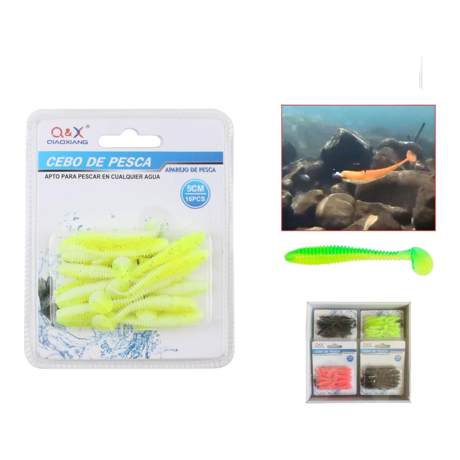 (Cebo Falso) Cola En T De Tornillo Bicolor 5Cm 16Pcs