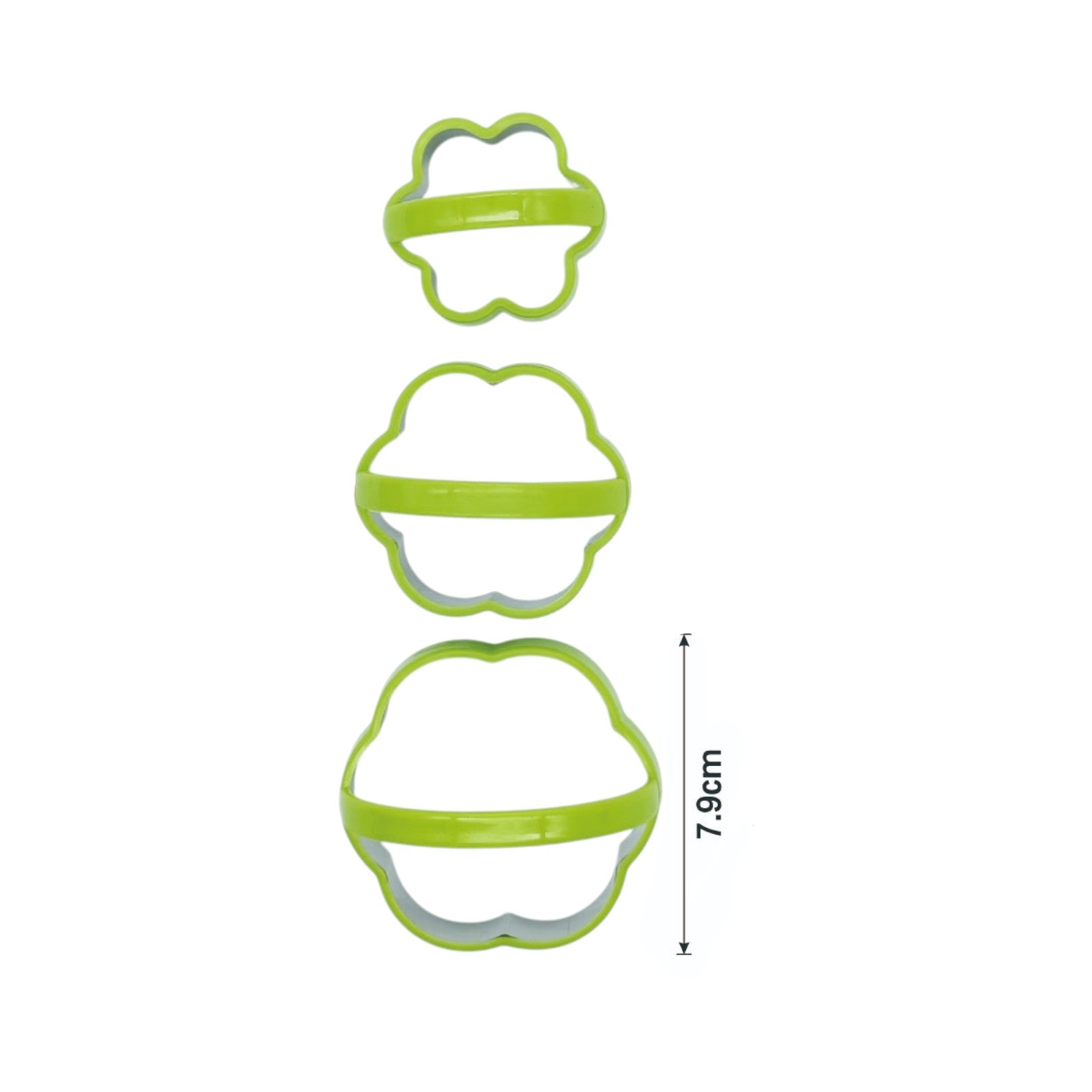 Set de 3 cortadores de galletas con mango plastico forma flor