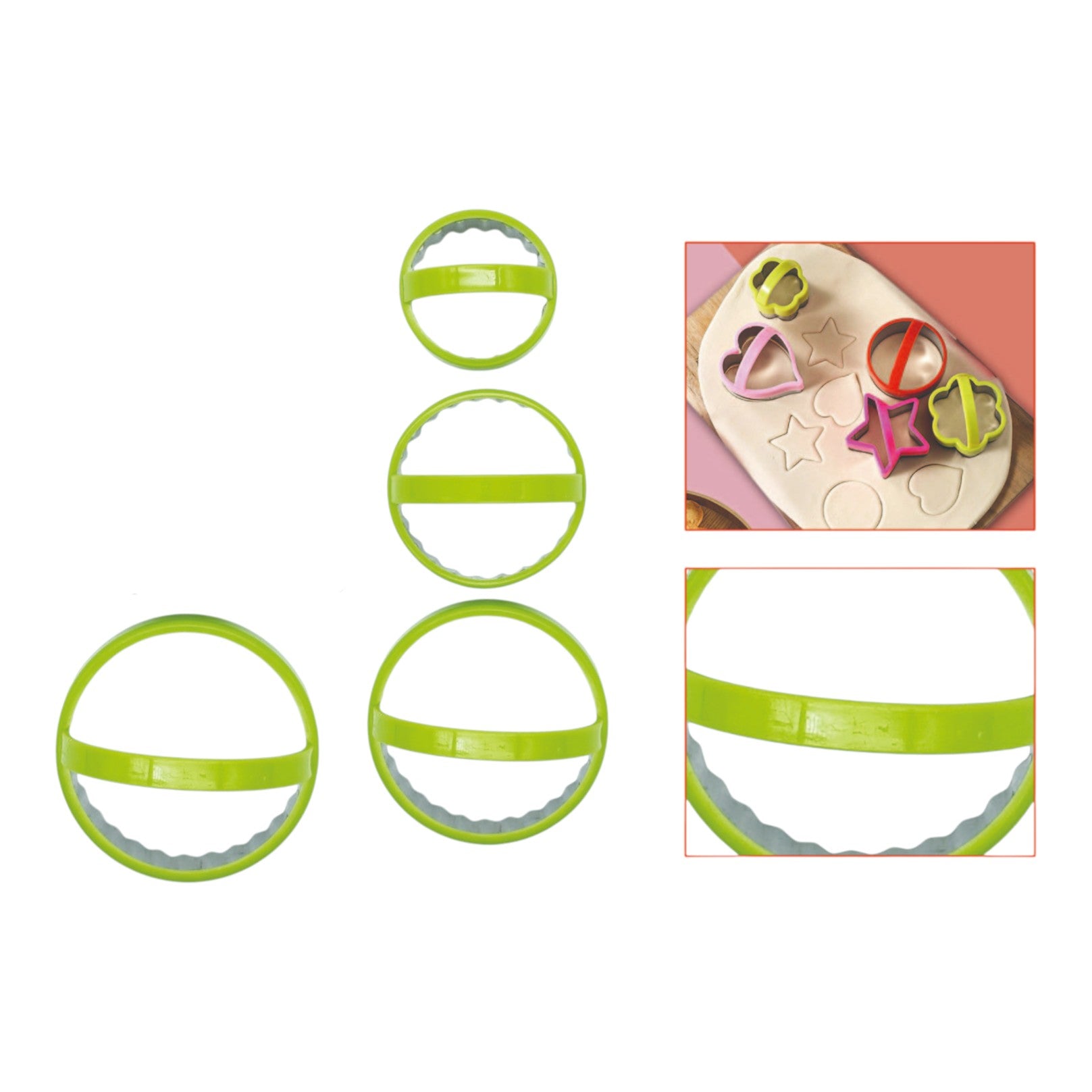 Set de 3 cortadores de galletas con mango plastico forma circular