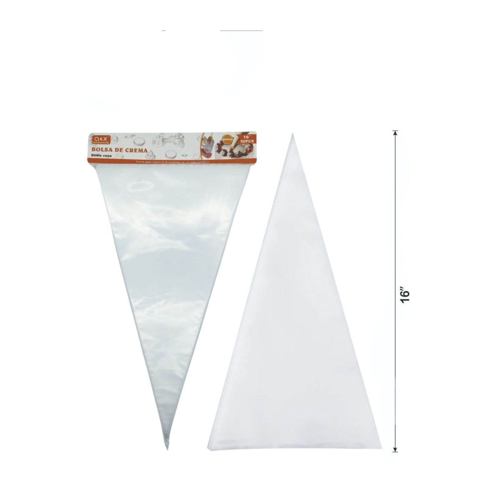 Pack 50 mangas pasteleras desechables PE grandes bicolor 16 pulgadas 22*40.5CM