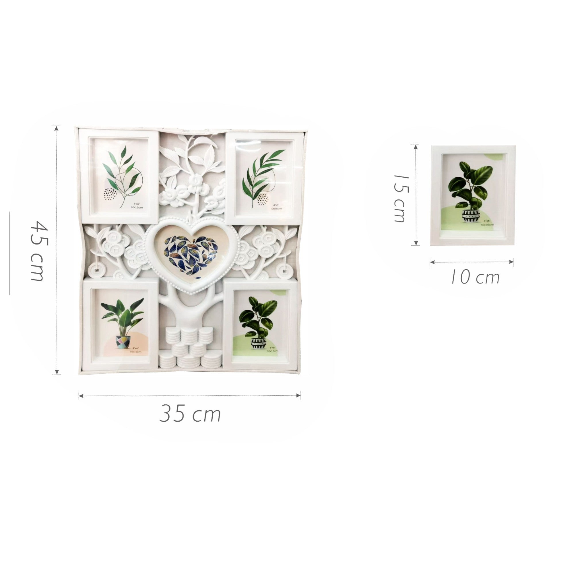 Set de marcos para 5 Fotos en Corazon 35x45cm 