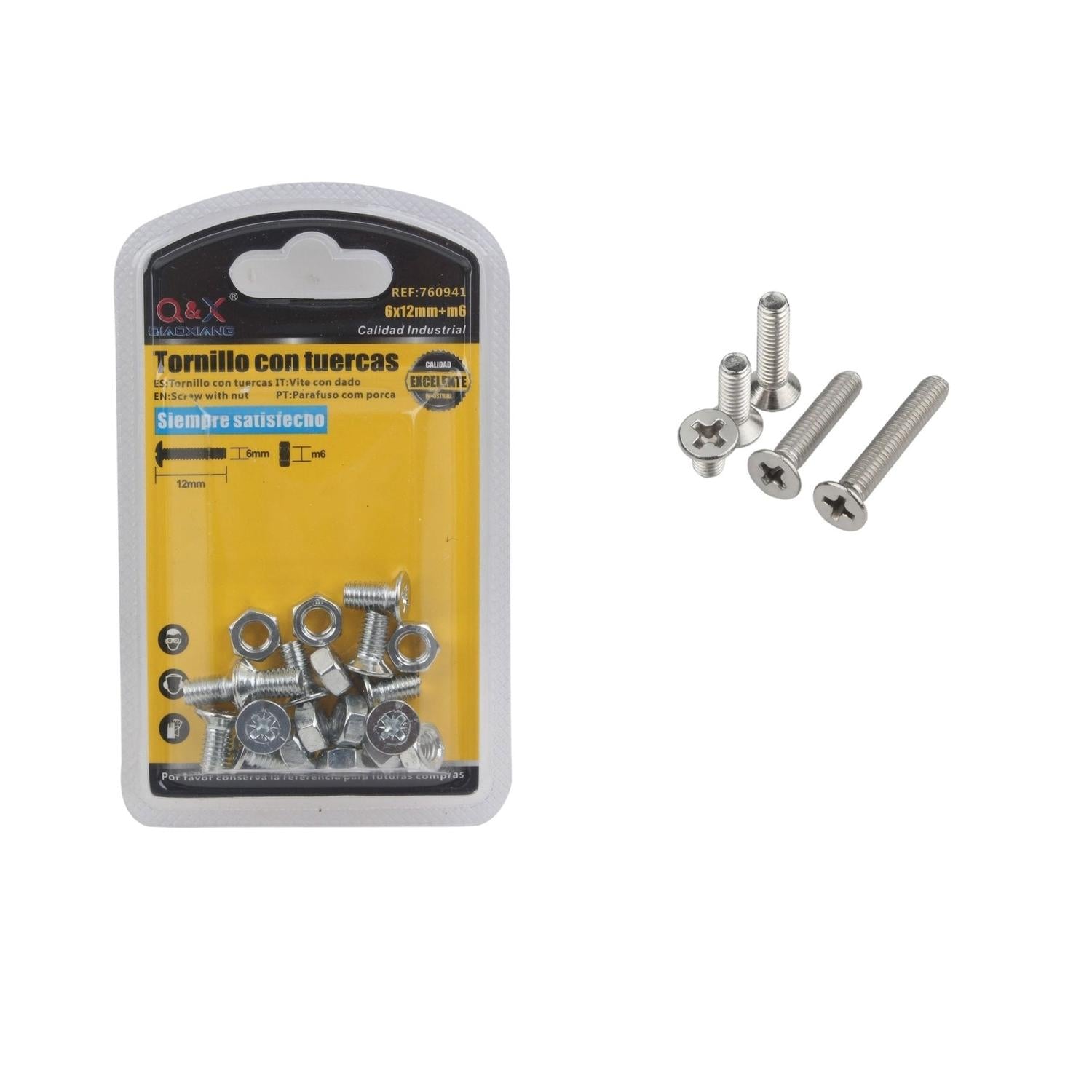 Perno Cruzado Con Tuerca 6*12+M6