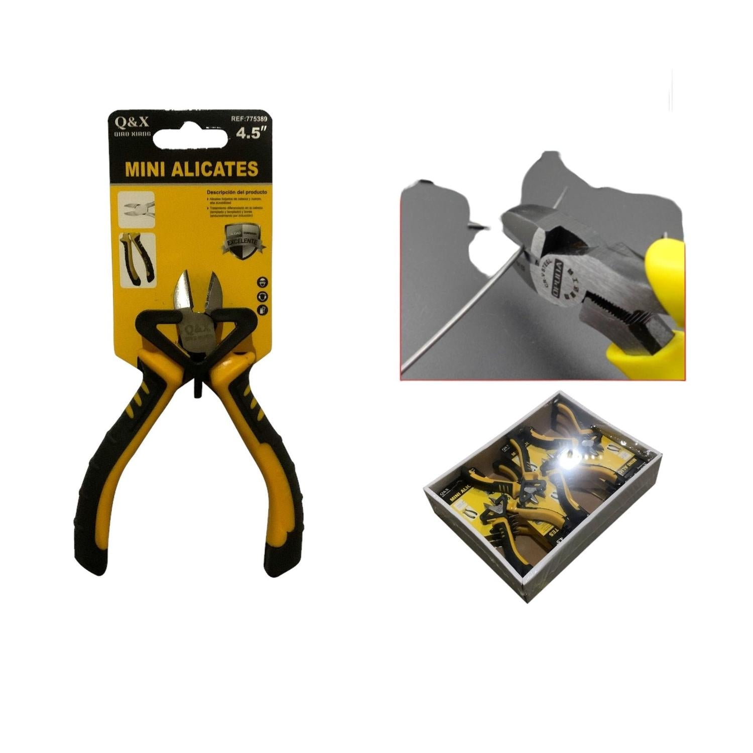 Alicates De Punta Angular Mini Pulidos En Negro De 4,5 Pulgadas