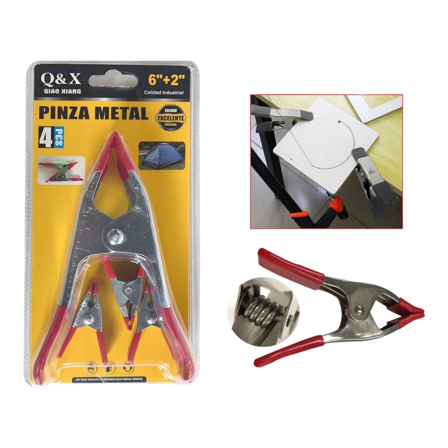 Set de Pinzas Metálicas 4 Piezas (6" + 2")