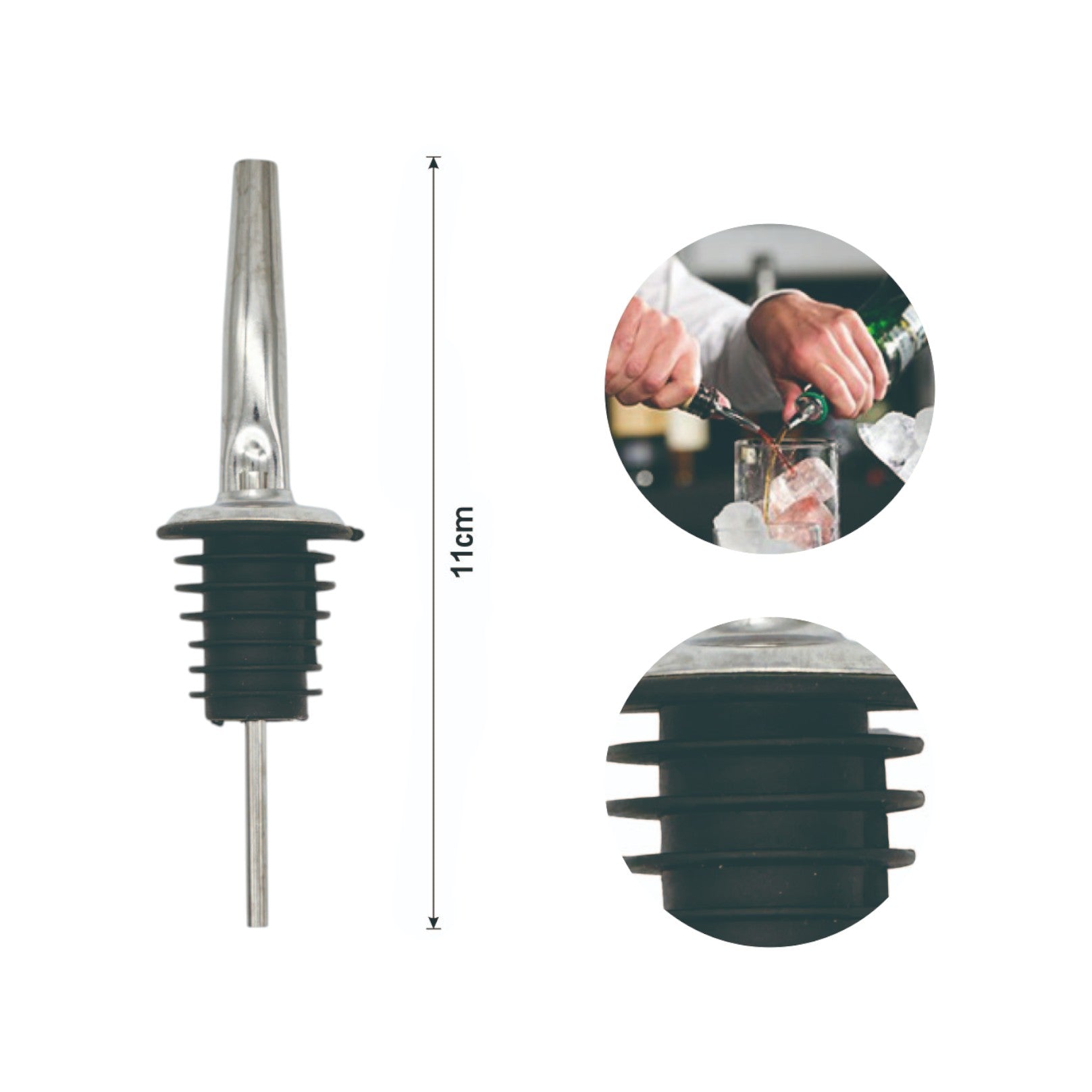 Tapón Dosificador de Acero Inoxidable con Pico Largo