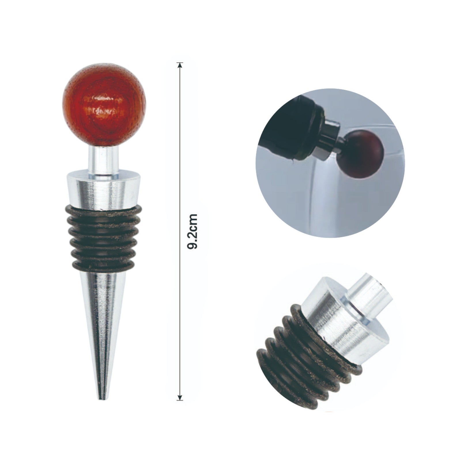 Tapón de Vino con Cabeza de Madera Roja