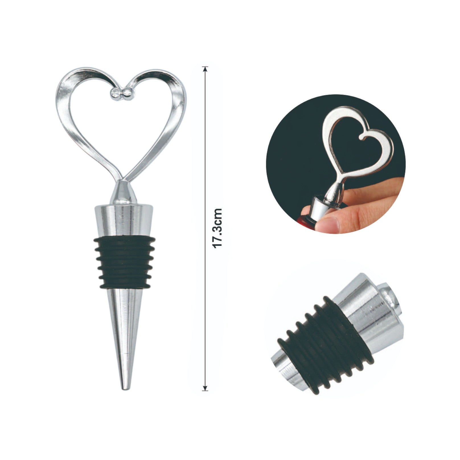 Tapón de Vino con Cabeza en Forma de Corazón