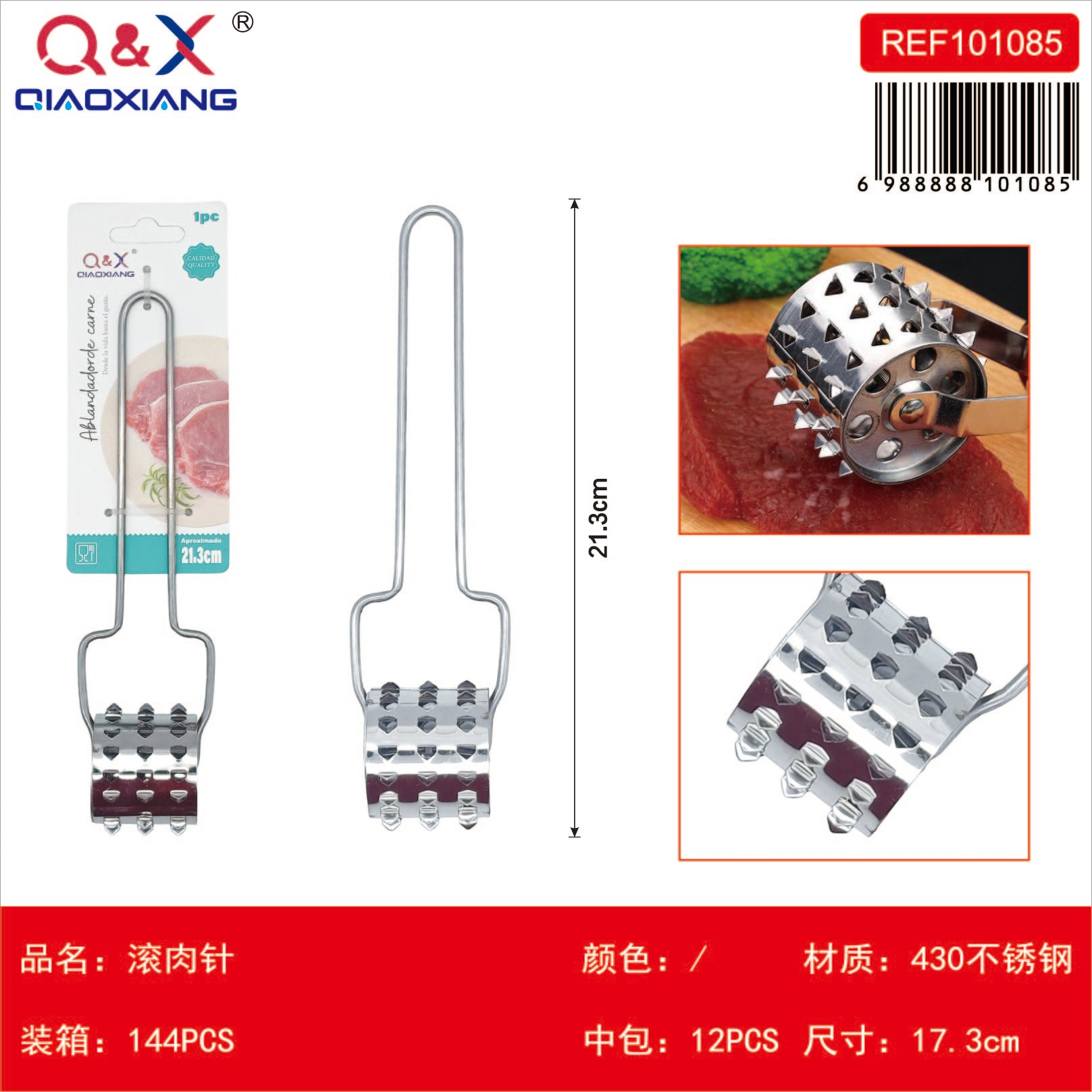 Rodillo ablandador carne acero inox