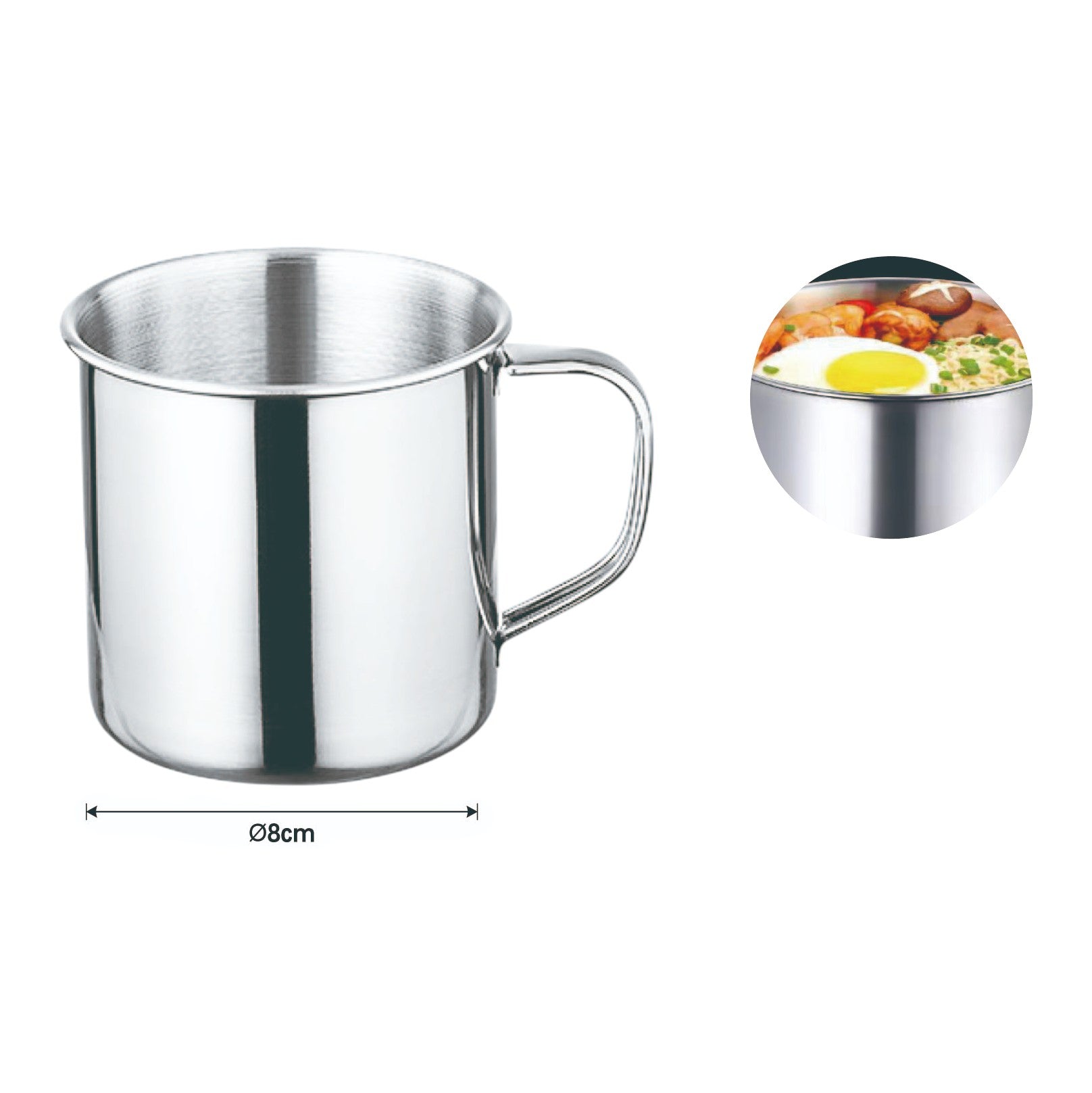 Vaso de acero inoxidable sin tapa 8CM 0.6MM